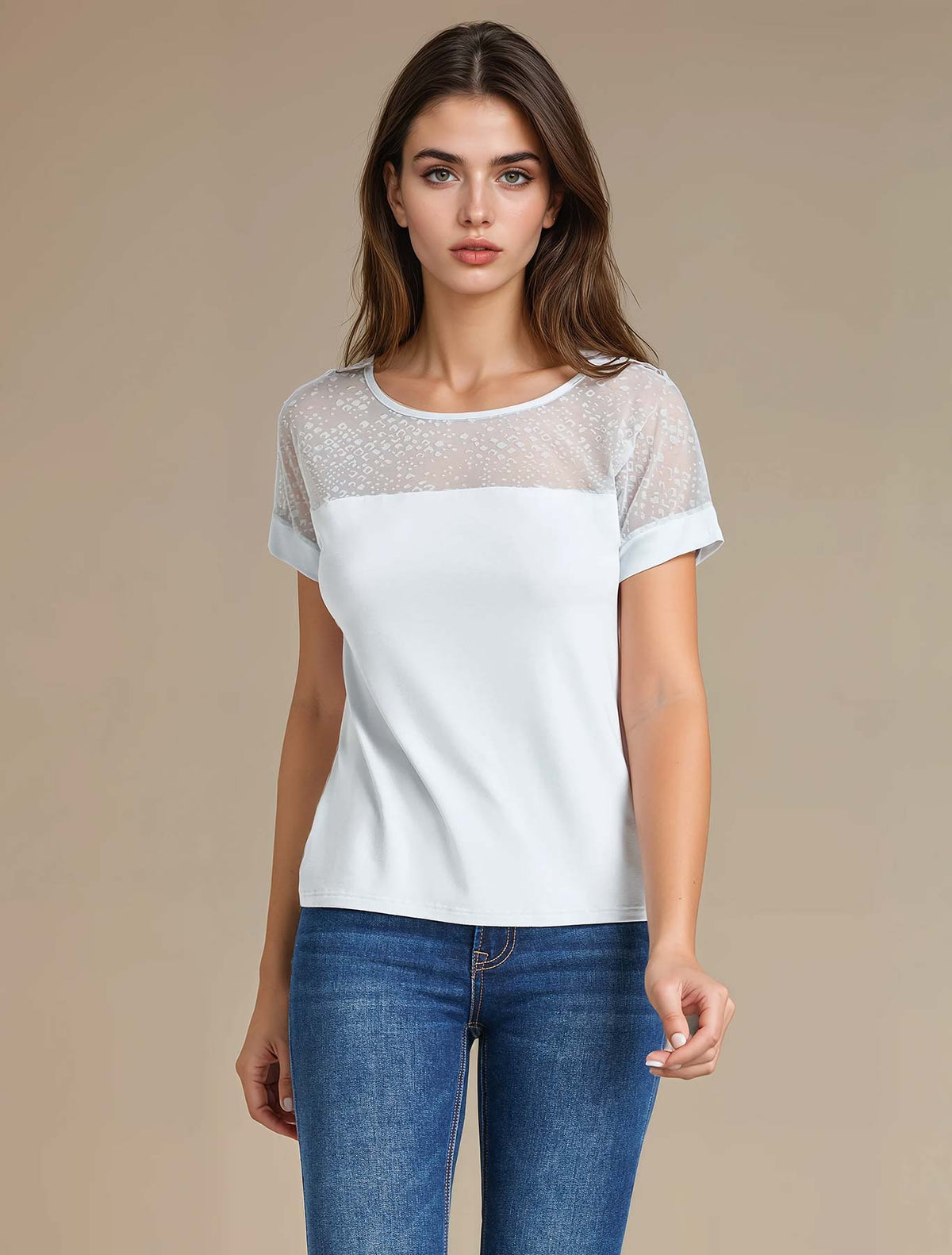 Viscose T-shirt flocked leopard tulle