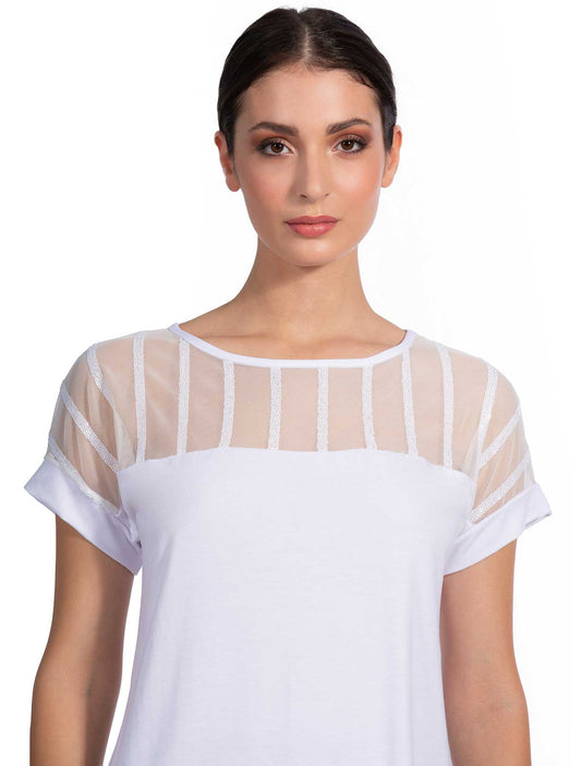 T-shirt kimono viscosa paillettes