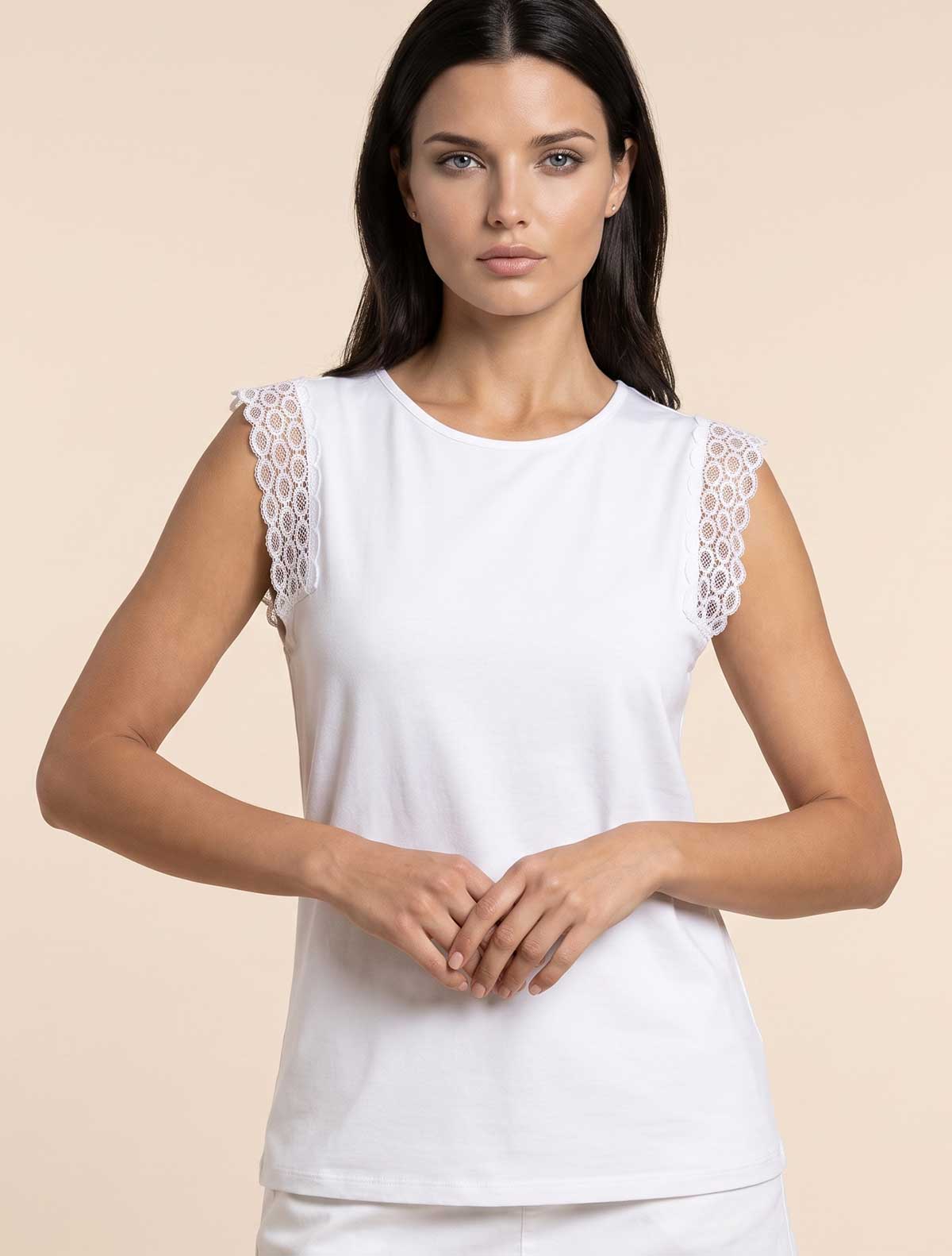 Viscose camisole lace hooped shoulder * Bianco