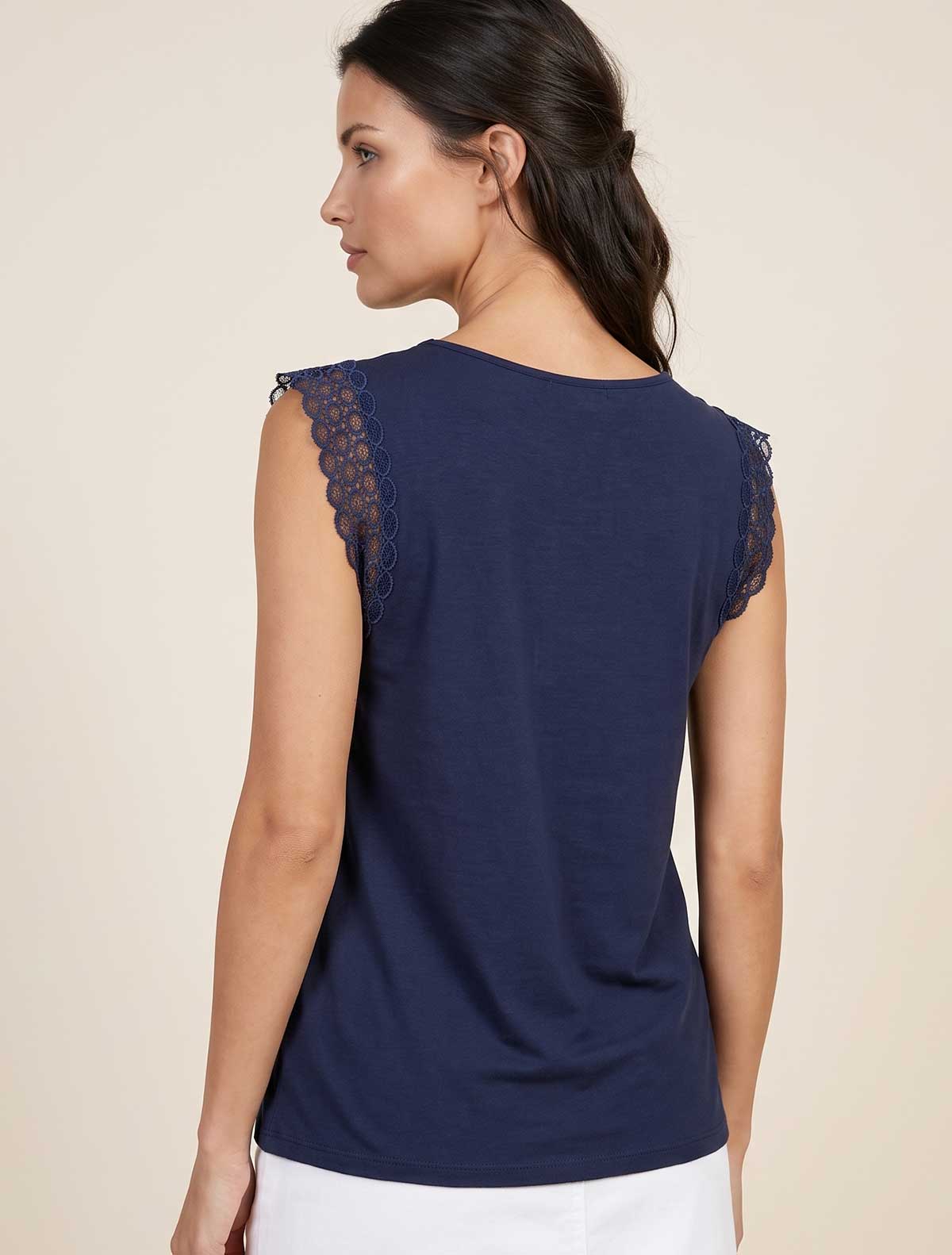 Viscose camisole lace hooped shoulder * Blu