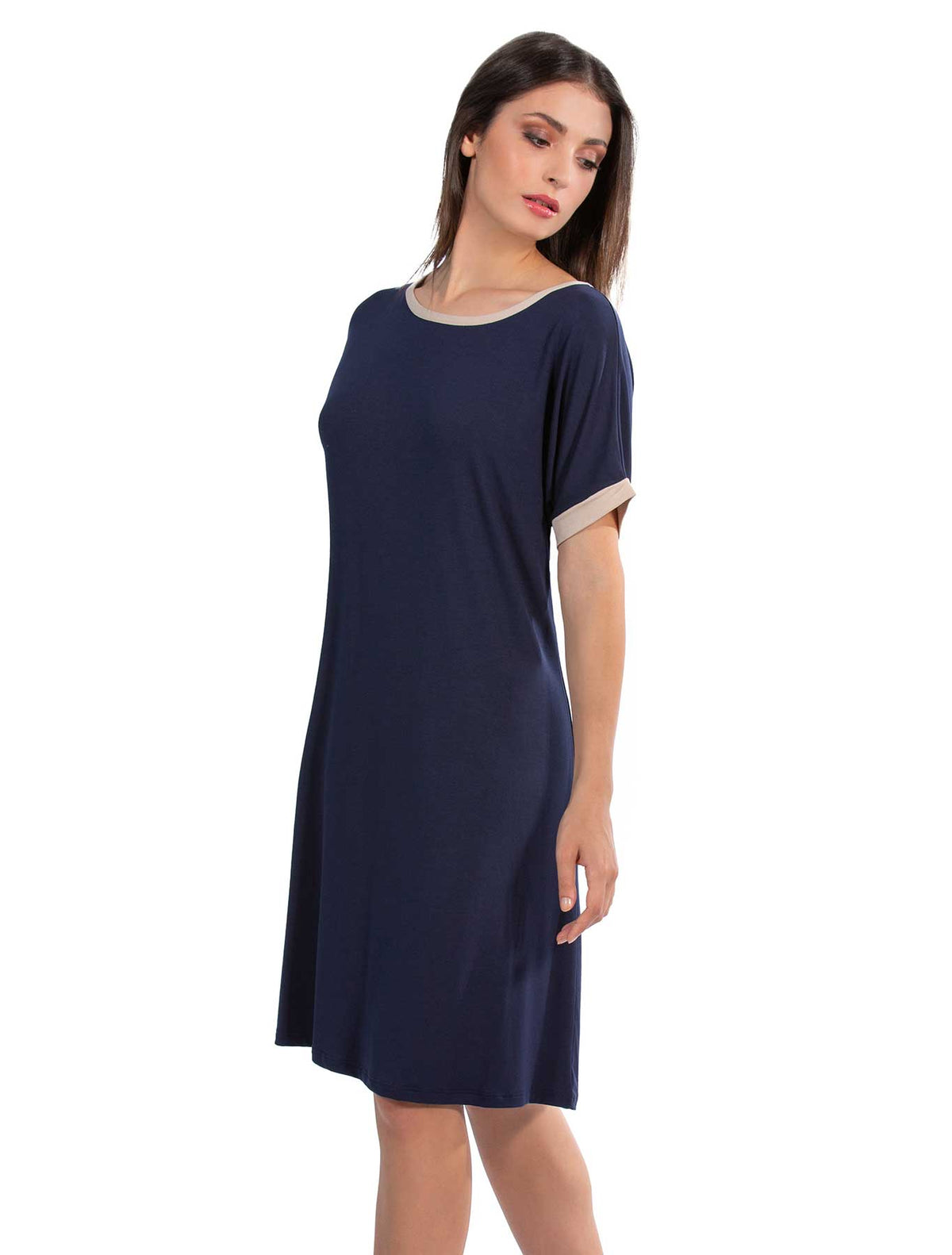 Vestito viscosa bordo contrasto