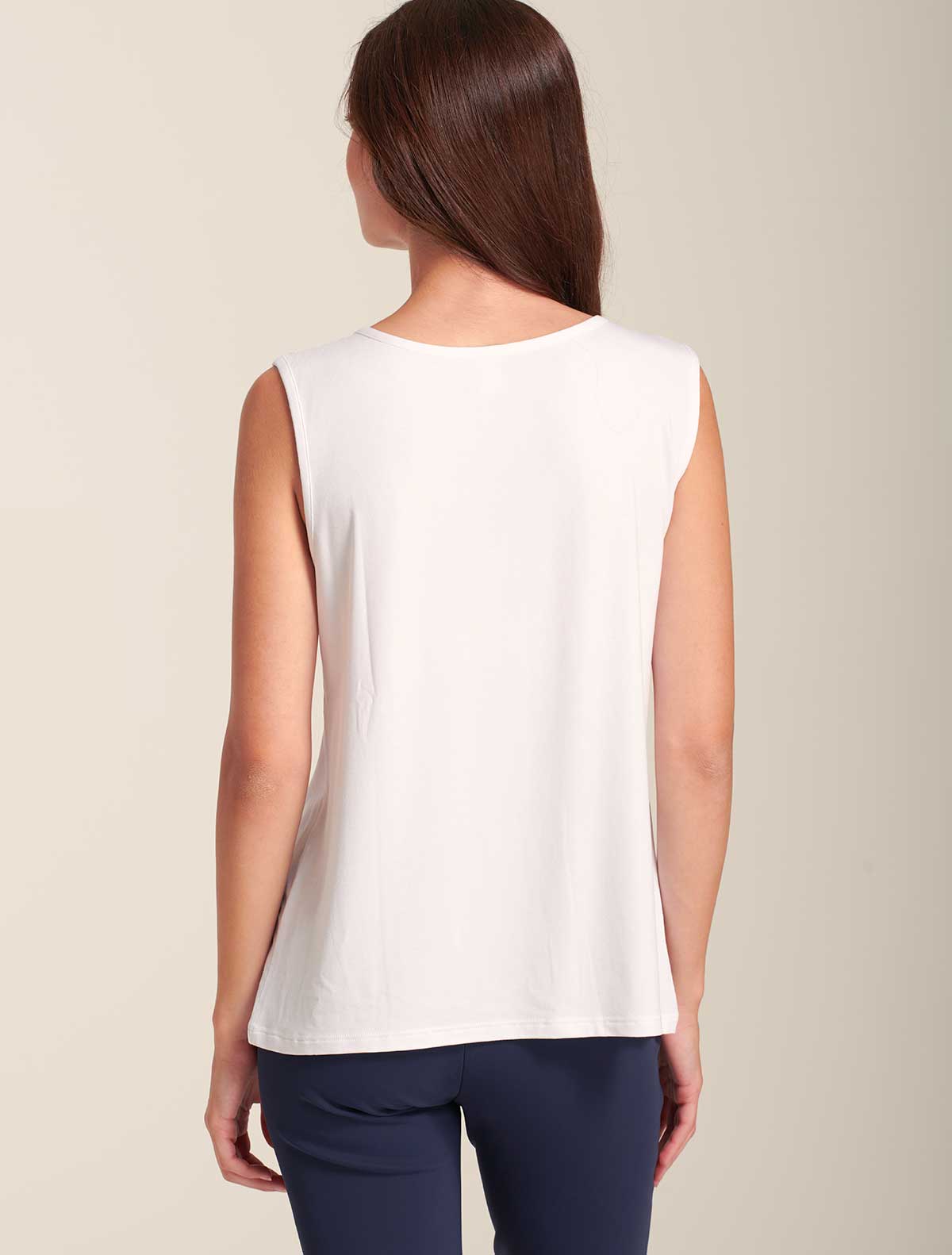 Viscose camisole macramé yoke * Bianco