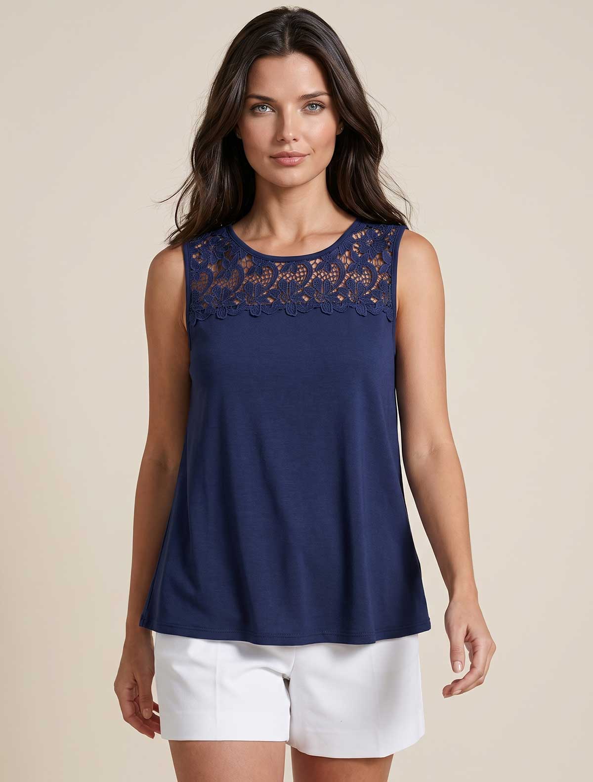 Débardeur en viscose macramé * Blu