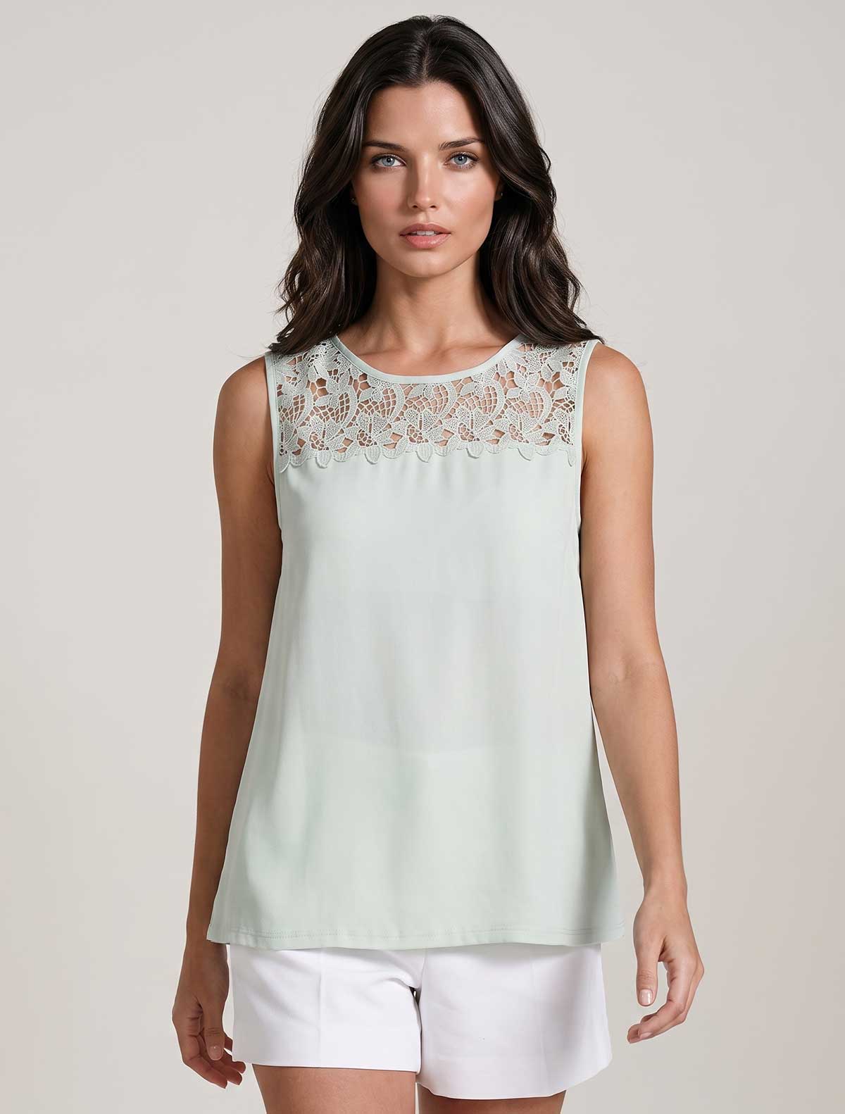 Débardeur en viscose macramé * Verde Menta