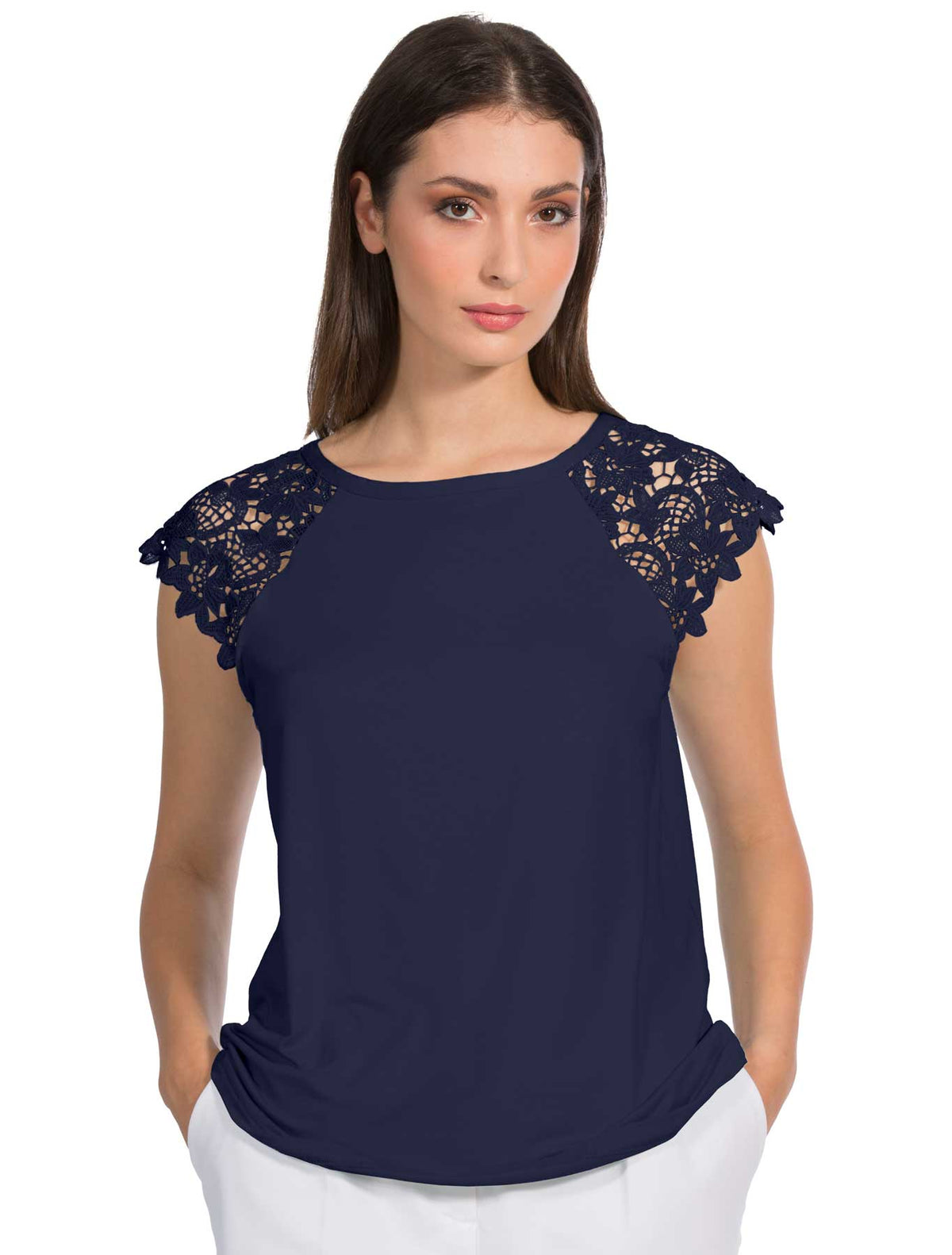 Canotta viscosa aletta macramè