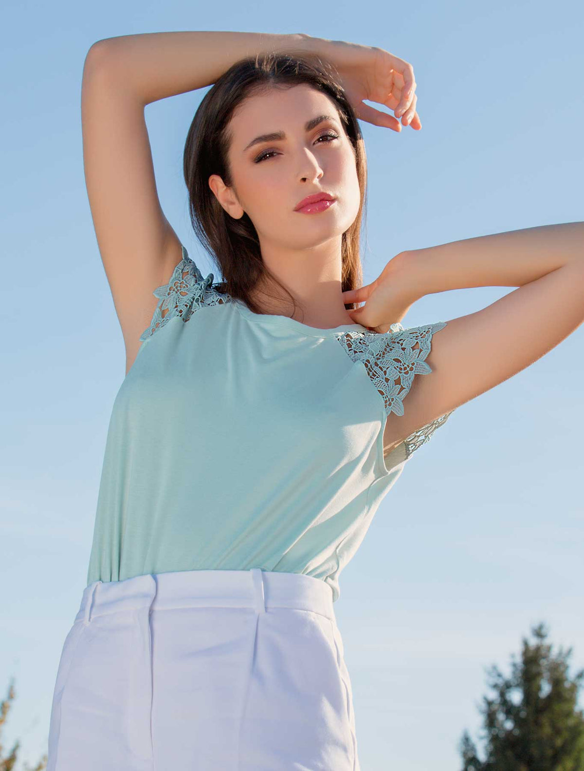 Canotta viscosa aletta macramè