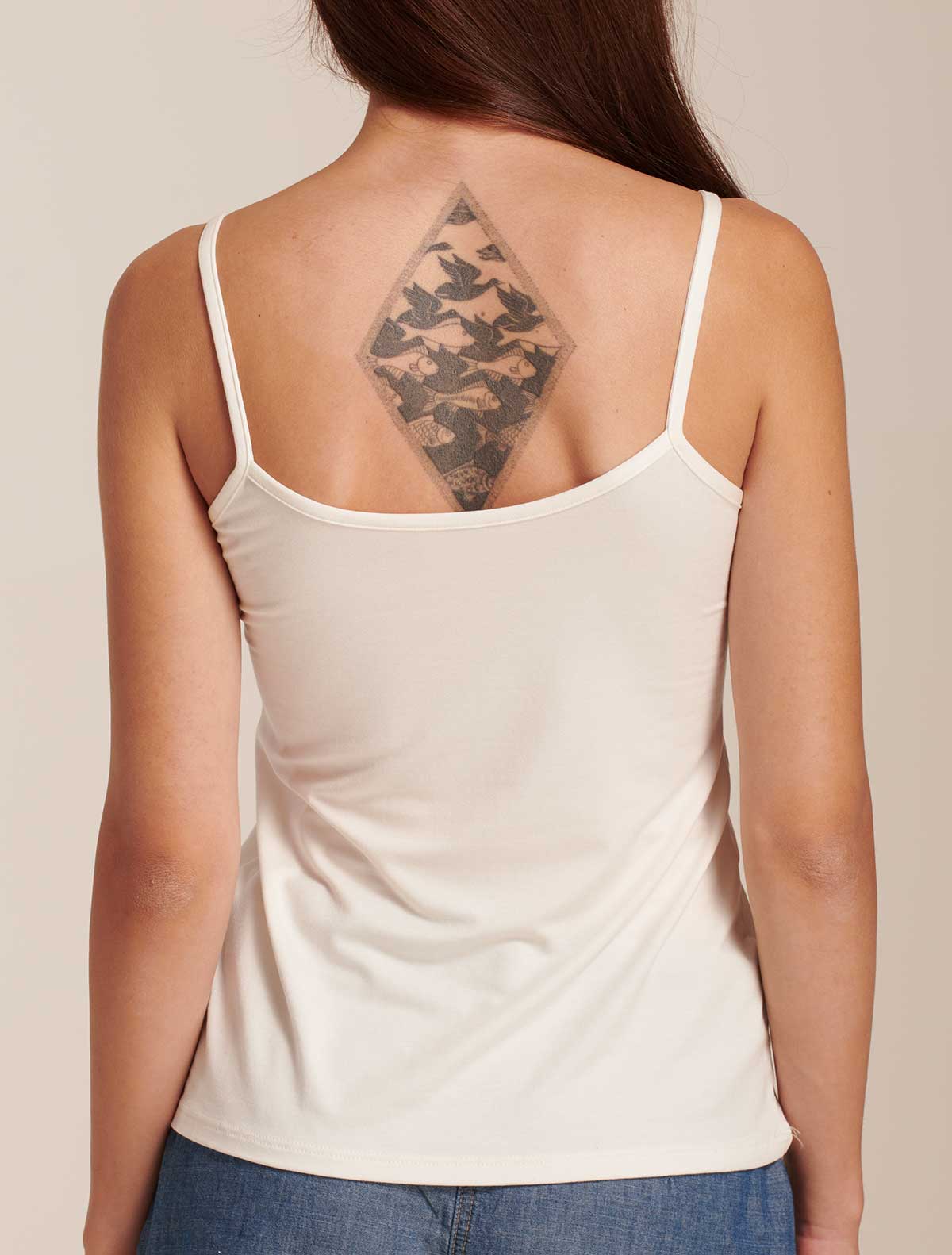 Top viscosa pizzo bicolore * Bianco