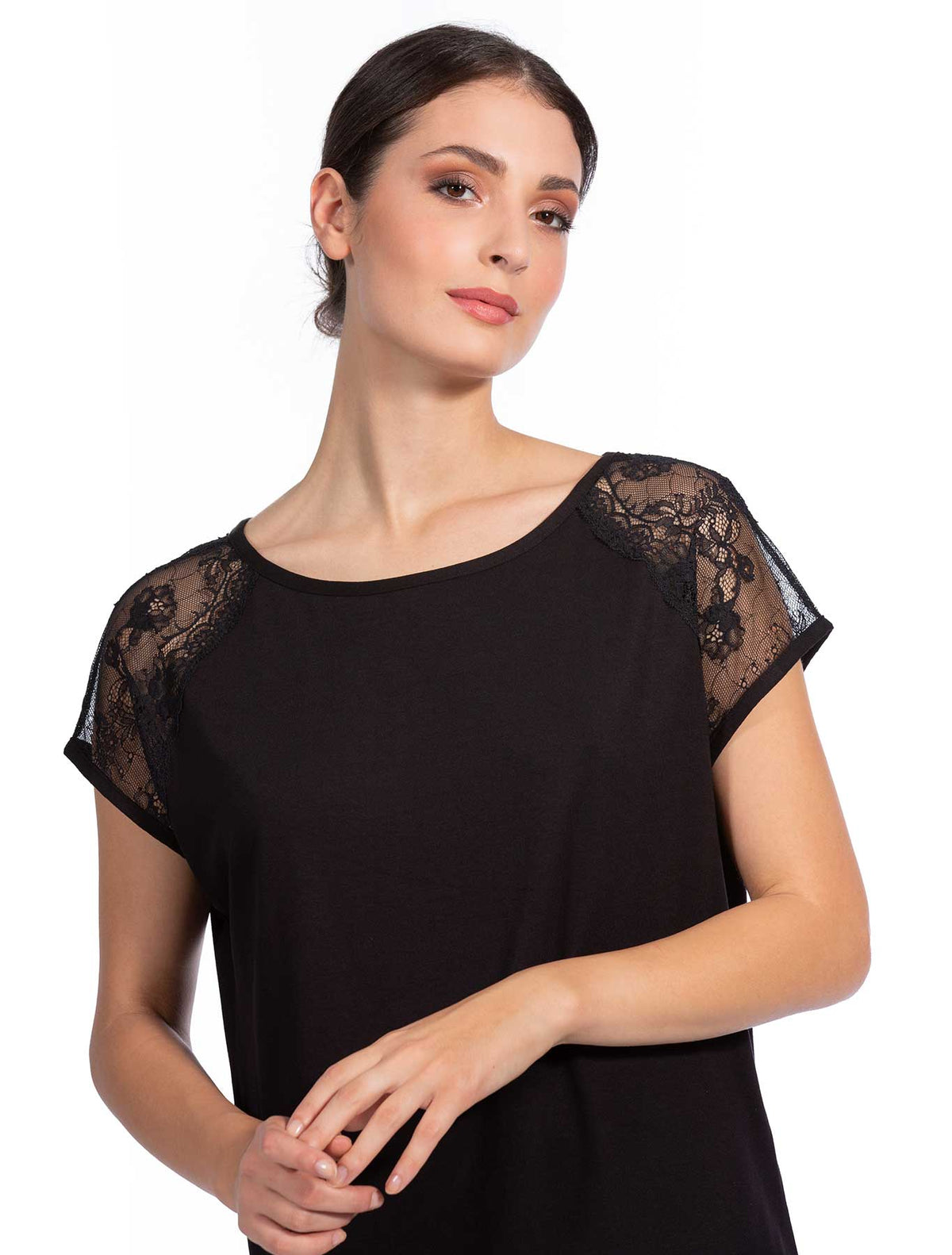 T-shirt kimono viscosa pizzo smerlato