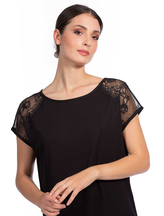T-shirt kimono viscosa pizzo smerlato