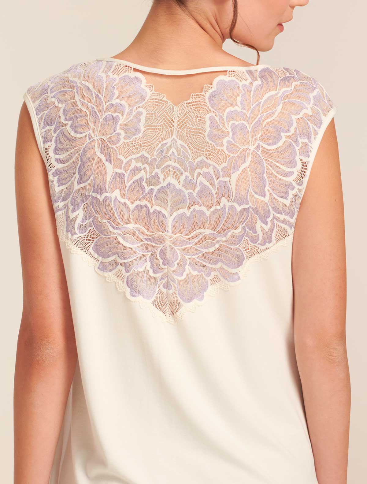 Débardeur viscose dentelle bicolore dos * Bianco