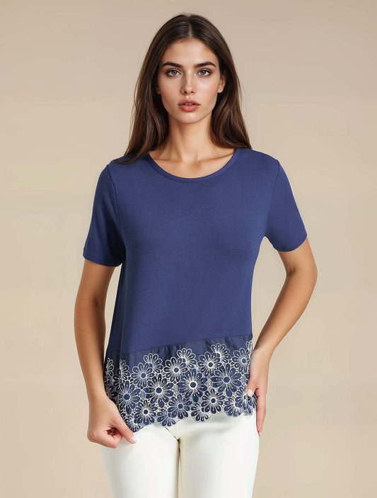 T-shirt viscosa balza sangallo fondo