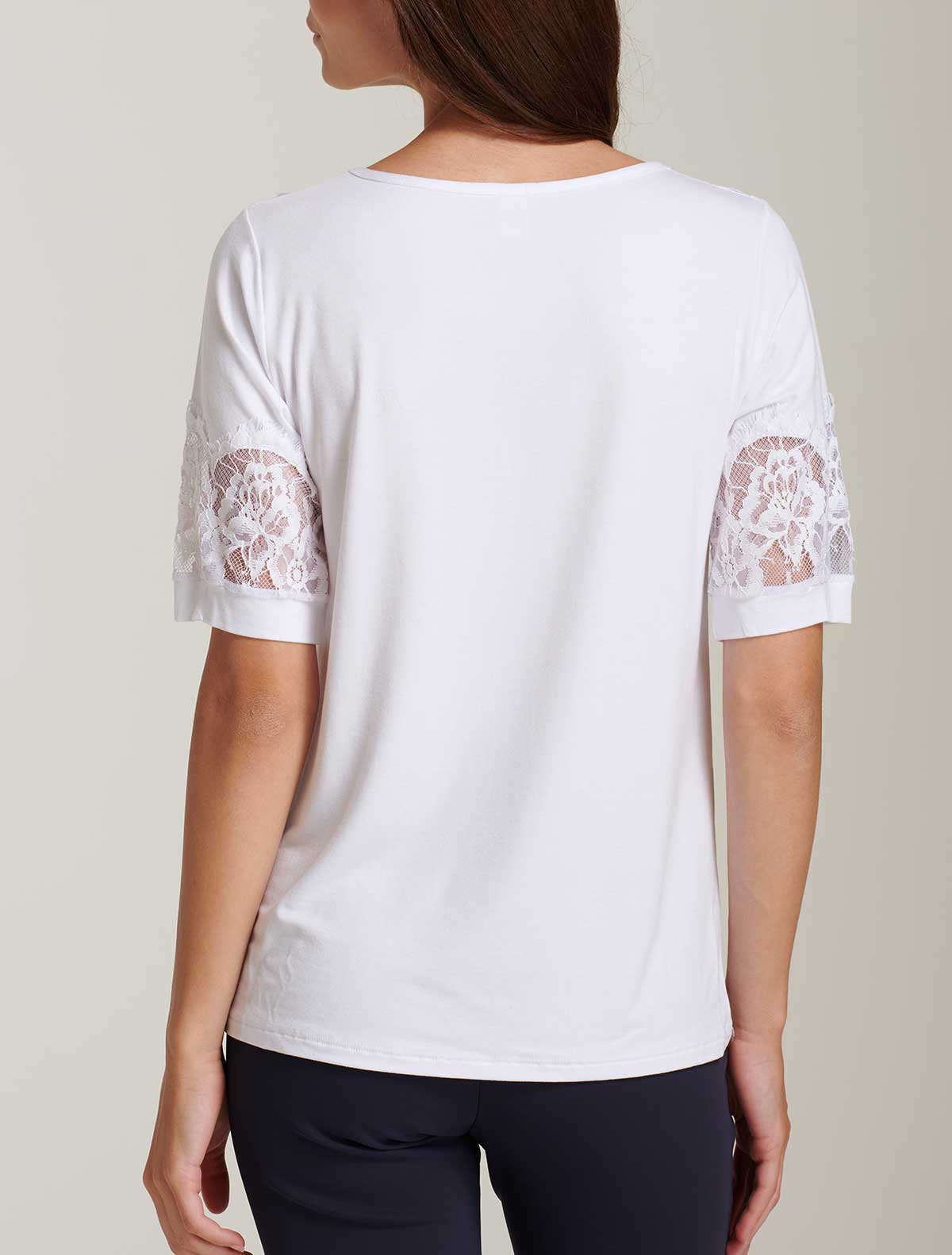 Maglia viscosa inserti pizzo chantilly * Bianco