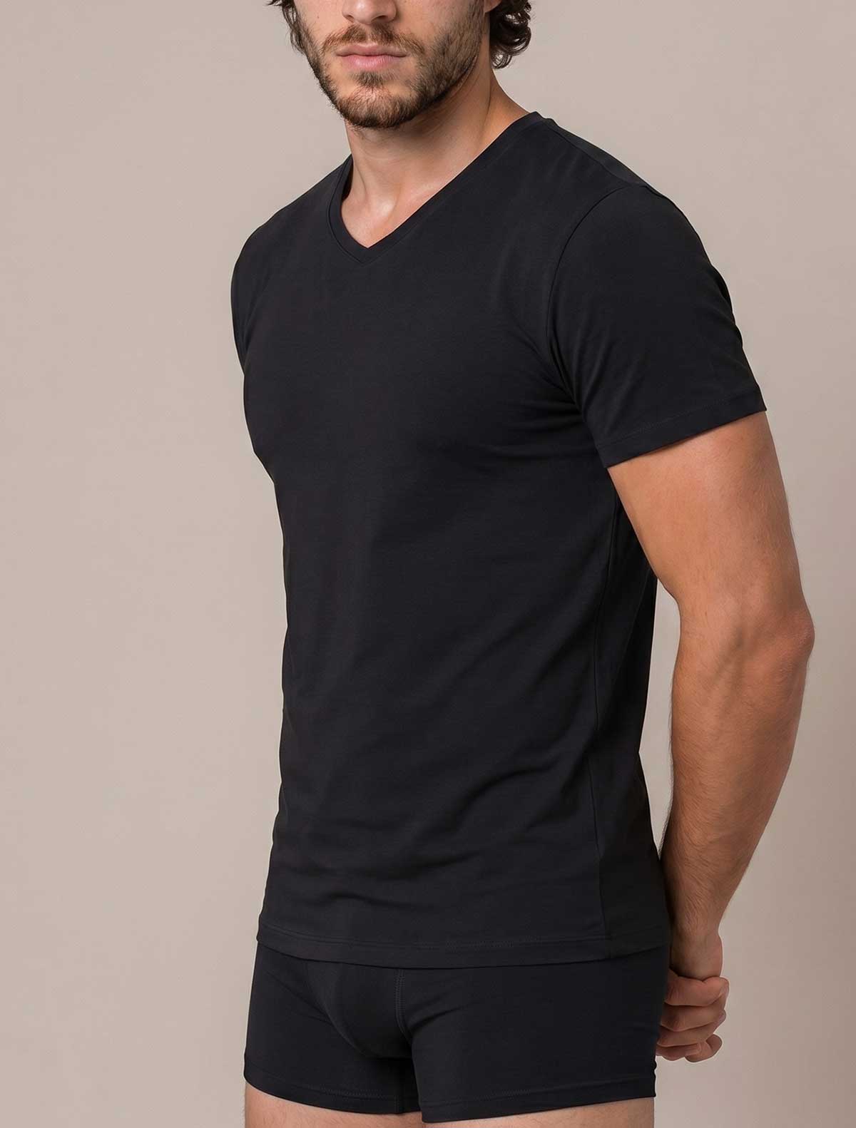 T-shirt uomo bamboo v * Nero
