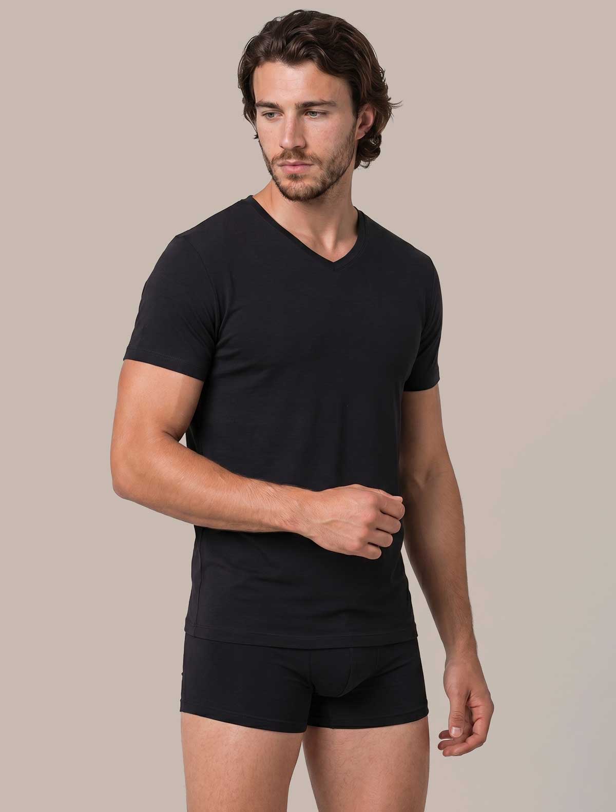 T-shirt uomo bamboo v * Nero