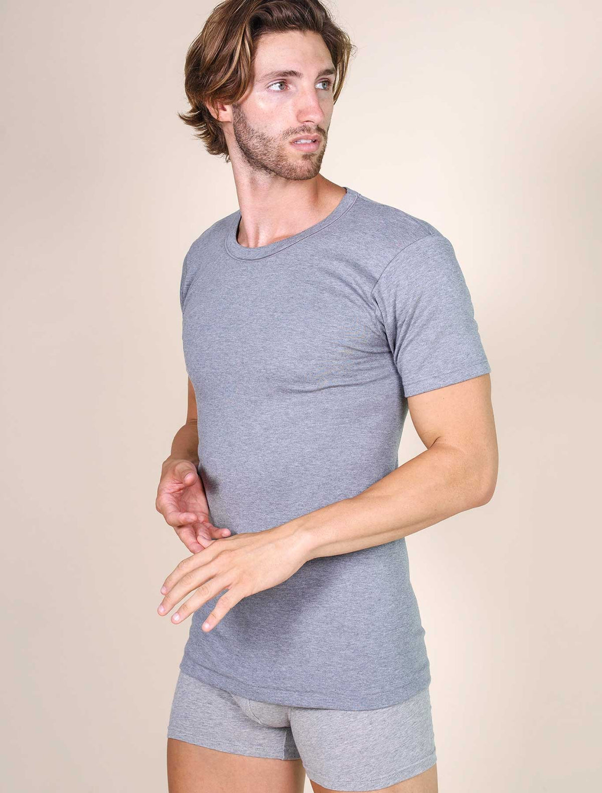 T-shirt uomo cotone felpato colore grigio