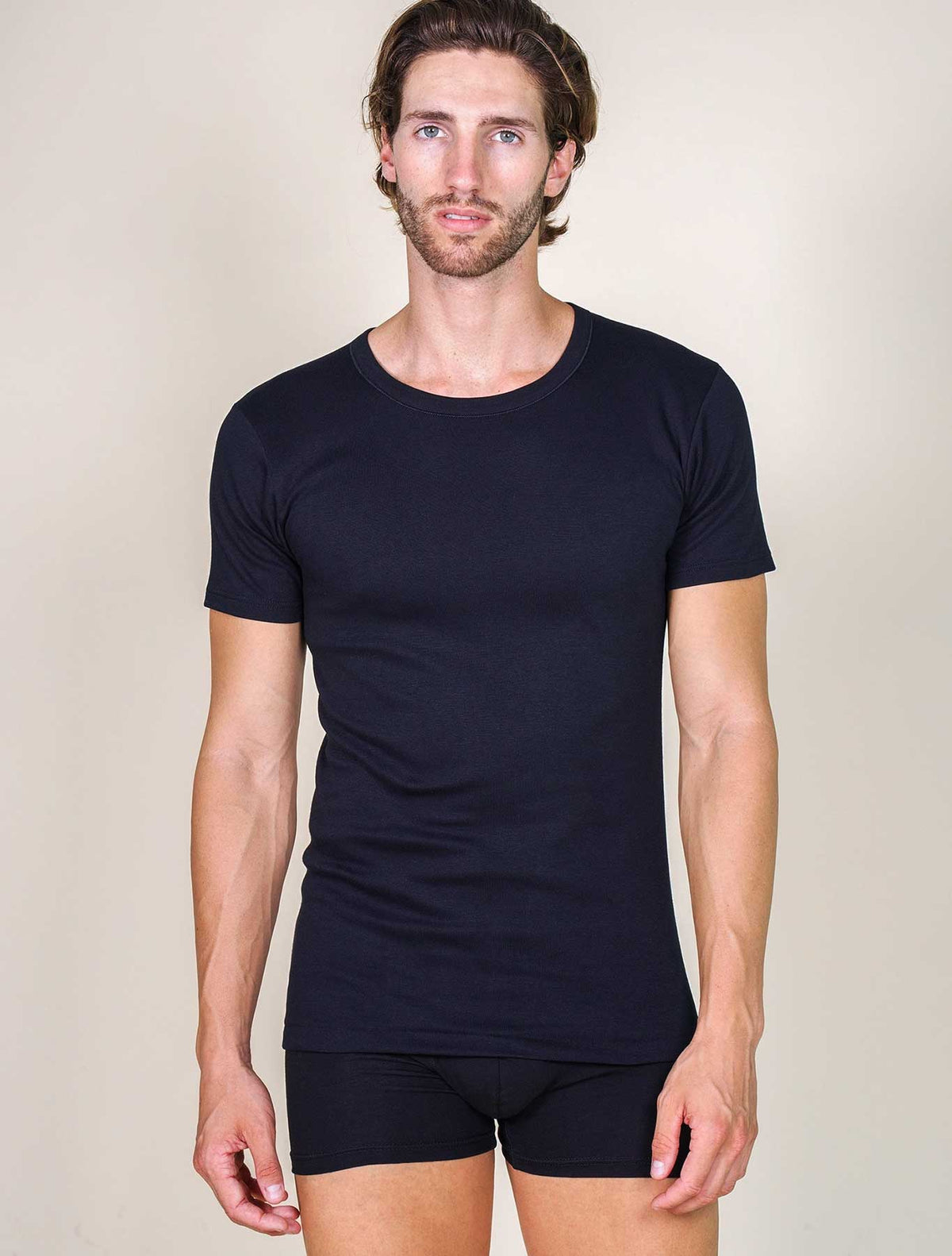 T-shirt uomo cotone felpato colore nero