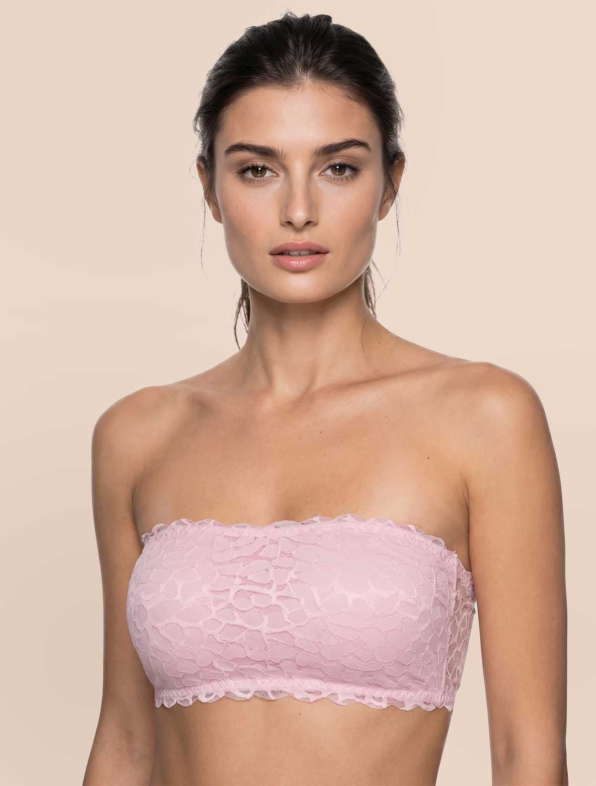 Soutien-gorge bandeau tulle coupe brute * Rosa