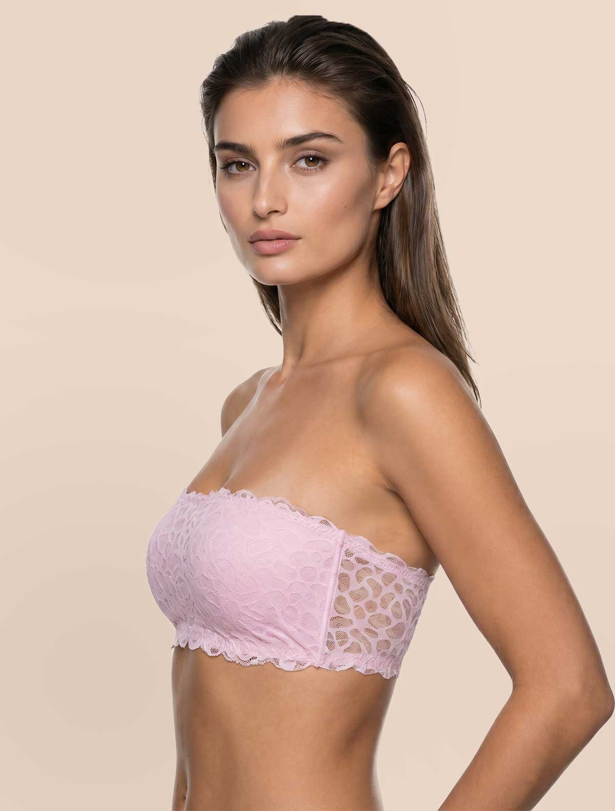 Soutien-gorge bandeau tulle coupe brute * Rosa