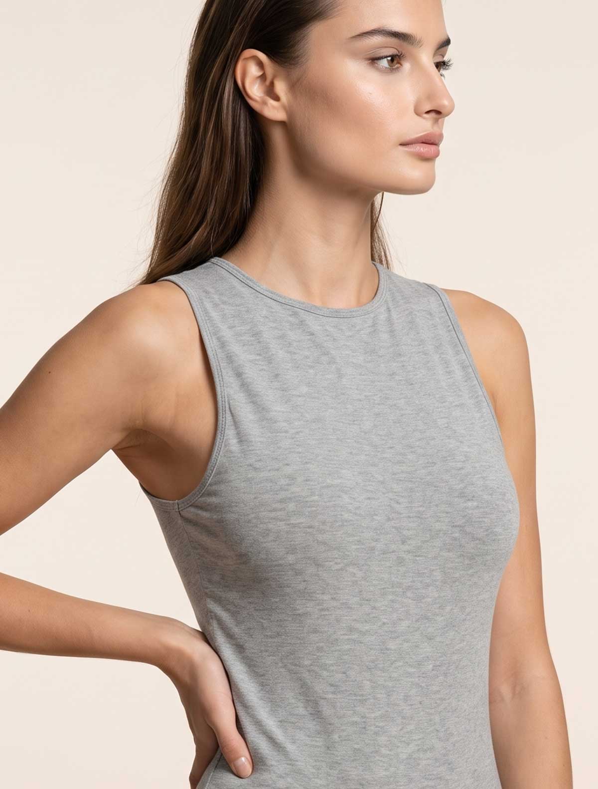 Body spalla larga cotone elasticizzato * Grigio
