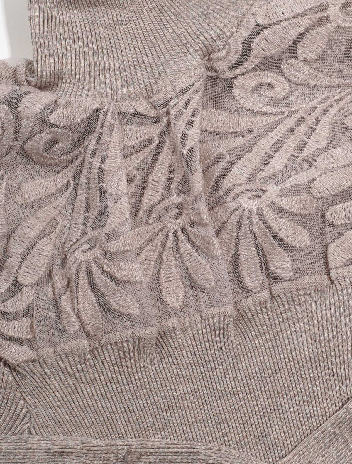 Lupetto lana seta plissé tulle ricamo