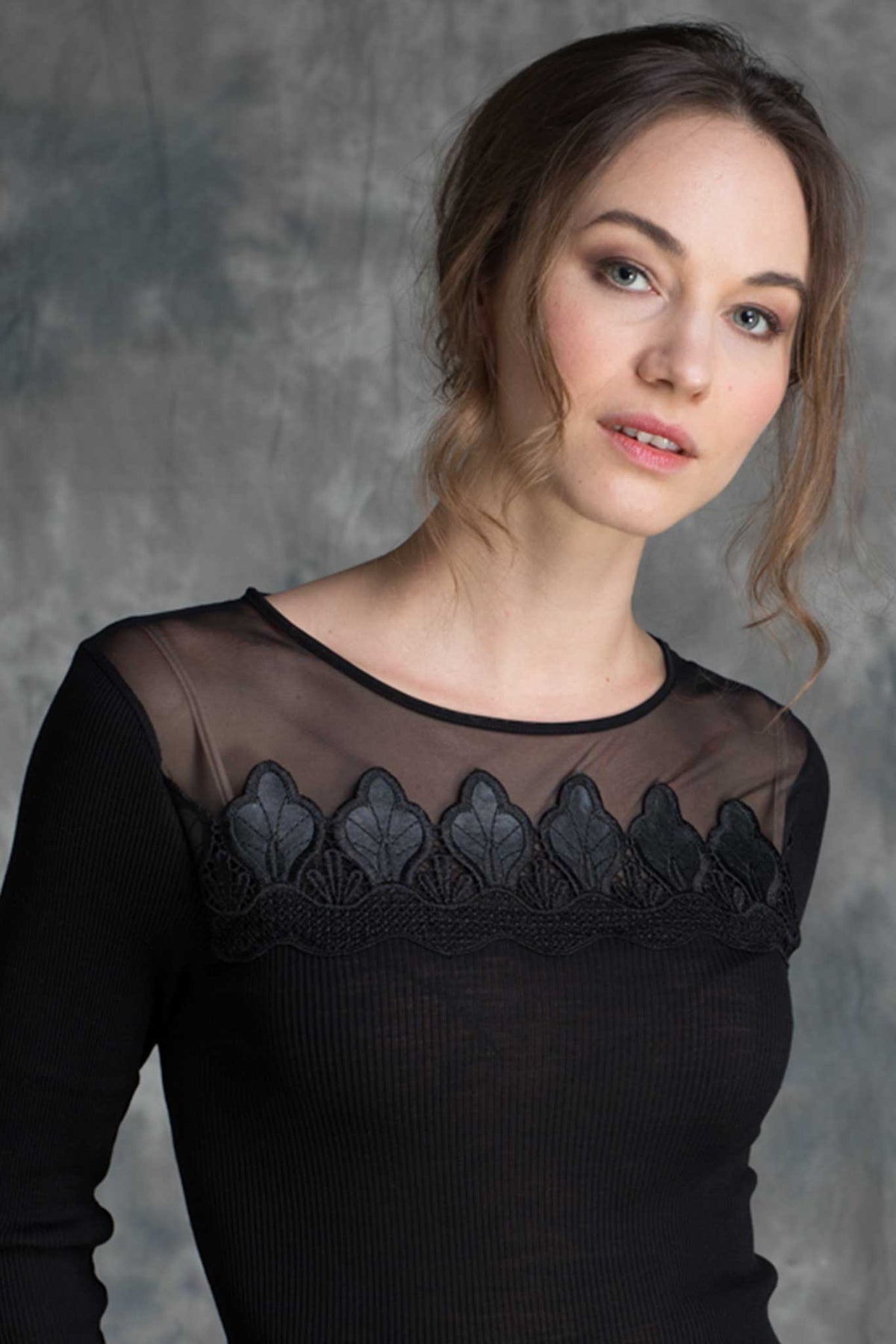 Maglia lana seta plissé ecopelle