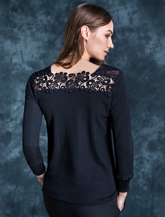 Maglia lana seta macramè fronte retro