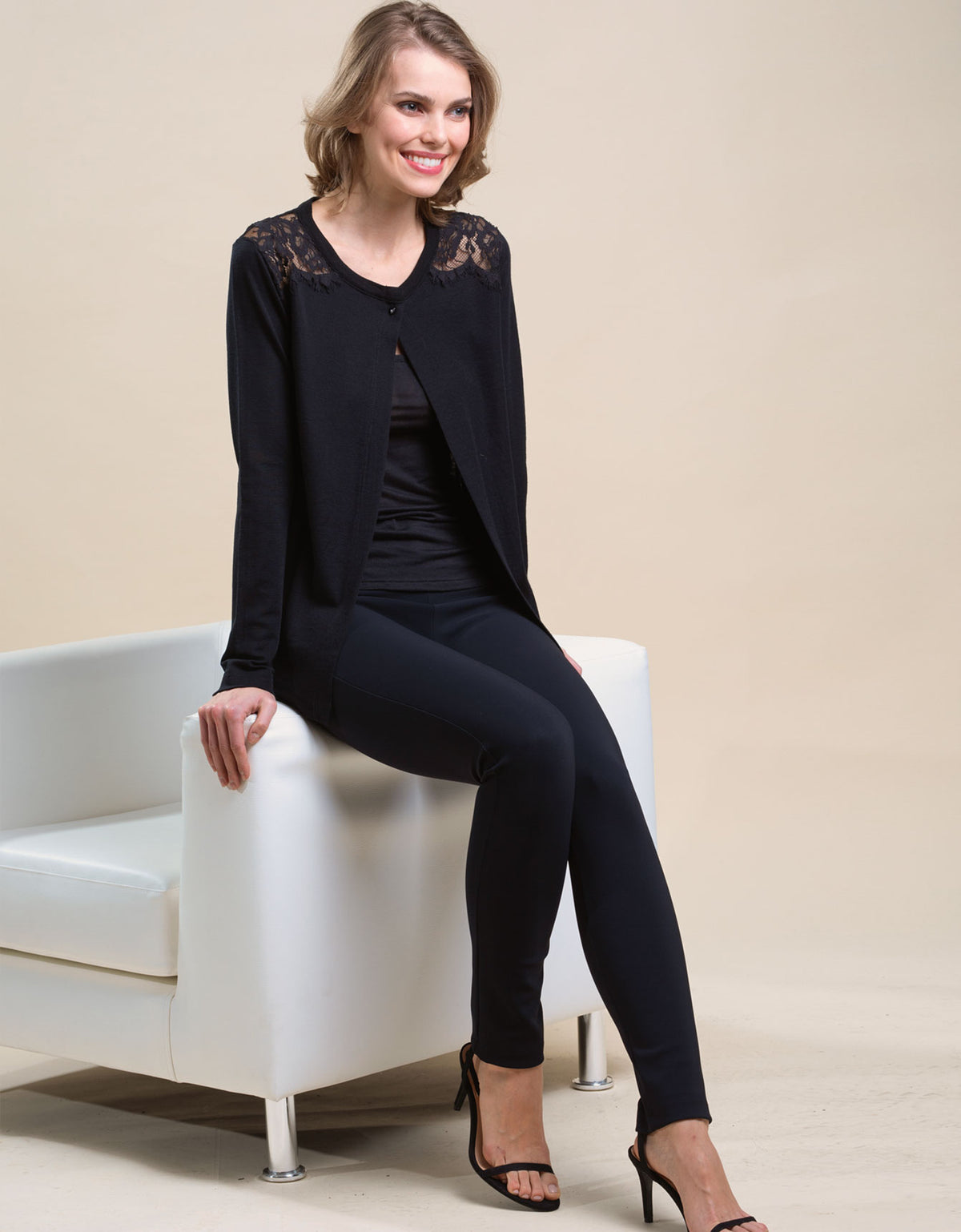 Cardigan lana seta pizzo