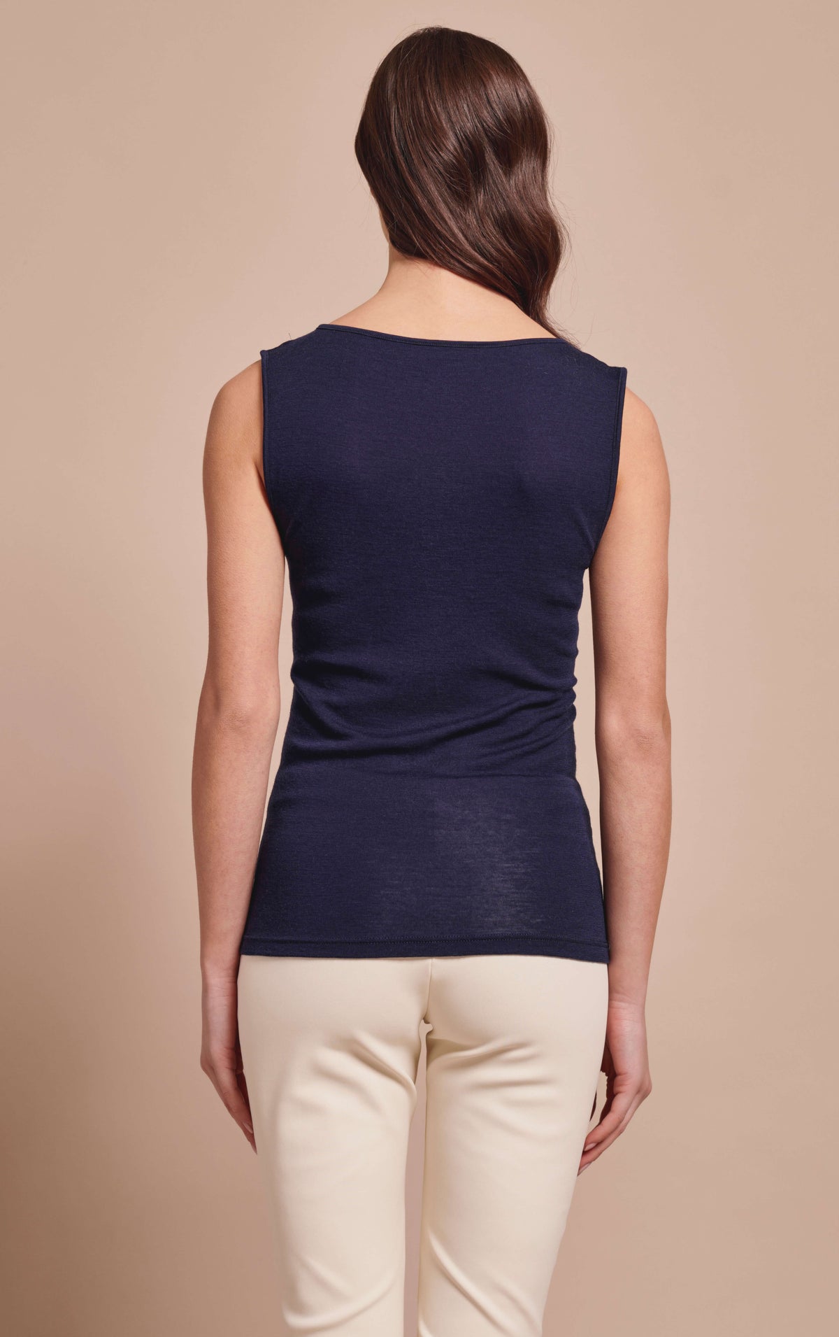 Retro Canotta Spalla Larga Elisa in Lana Seta con inserto Tulle a fiori