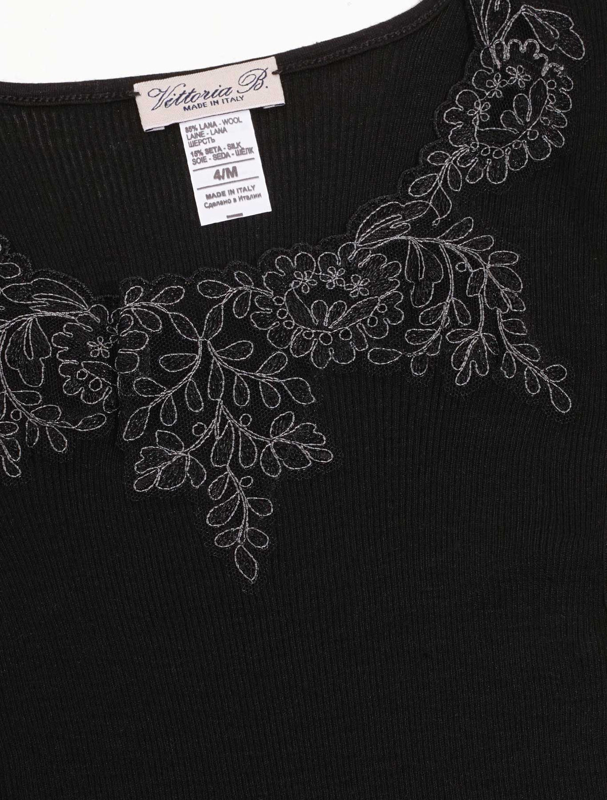 Canotta lana seta plissè inserto cordonetto