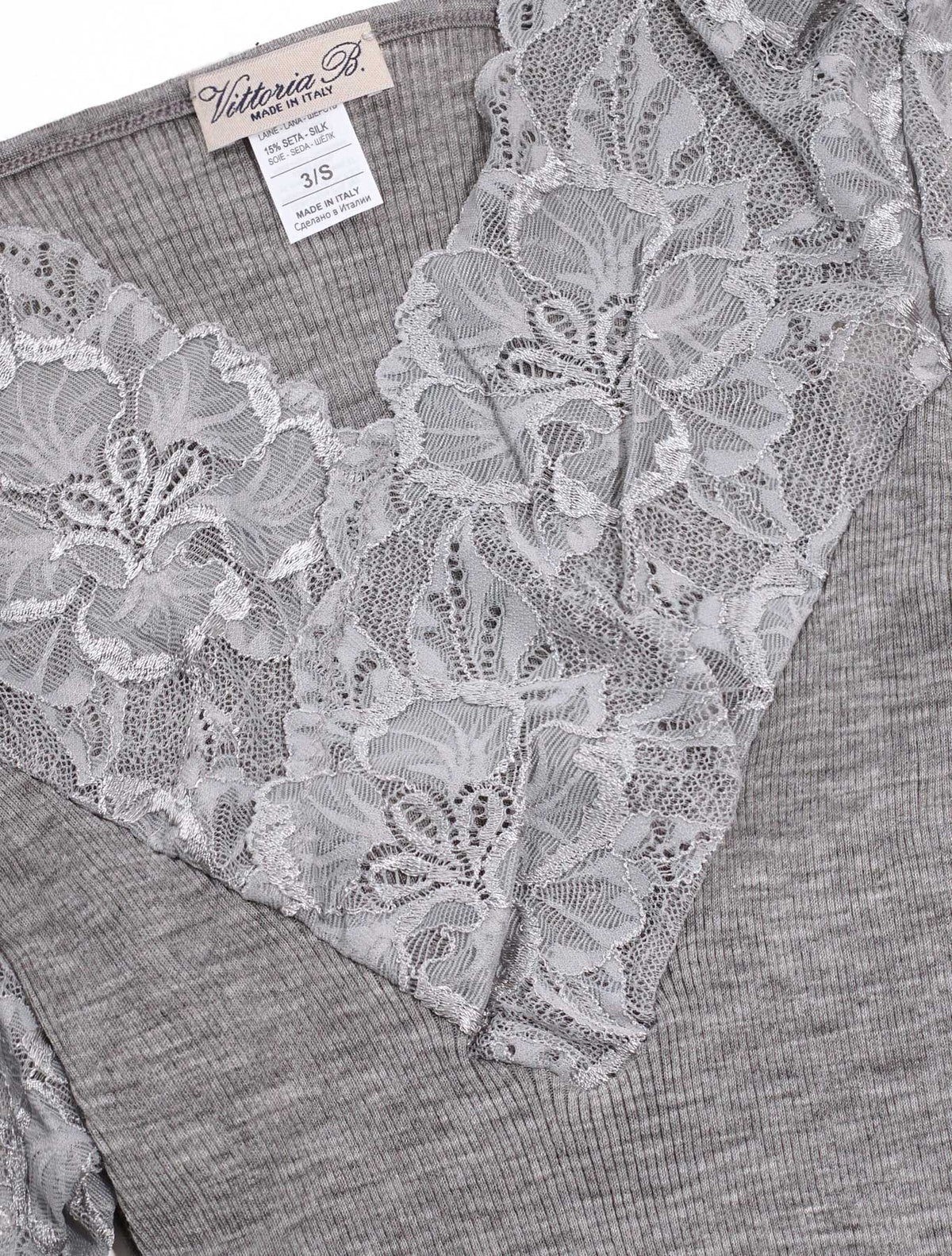 T-shirt lana seta plissé pizzo alto