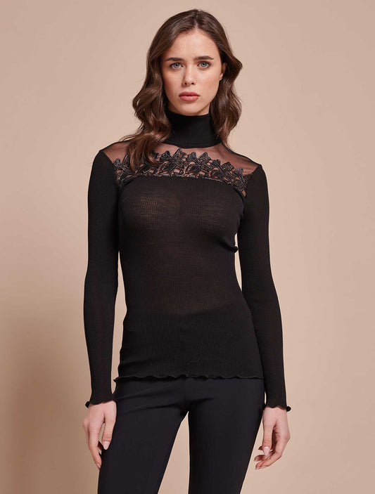 Lupetto lana seta plissé tulle macramè