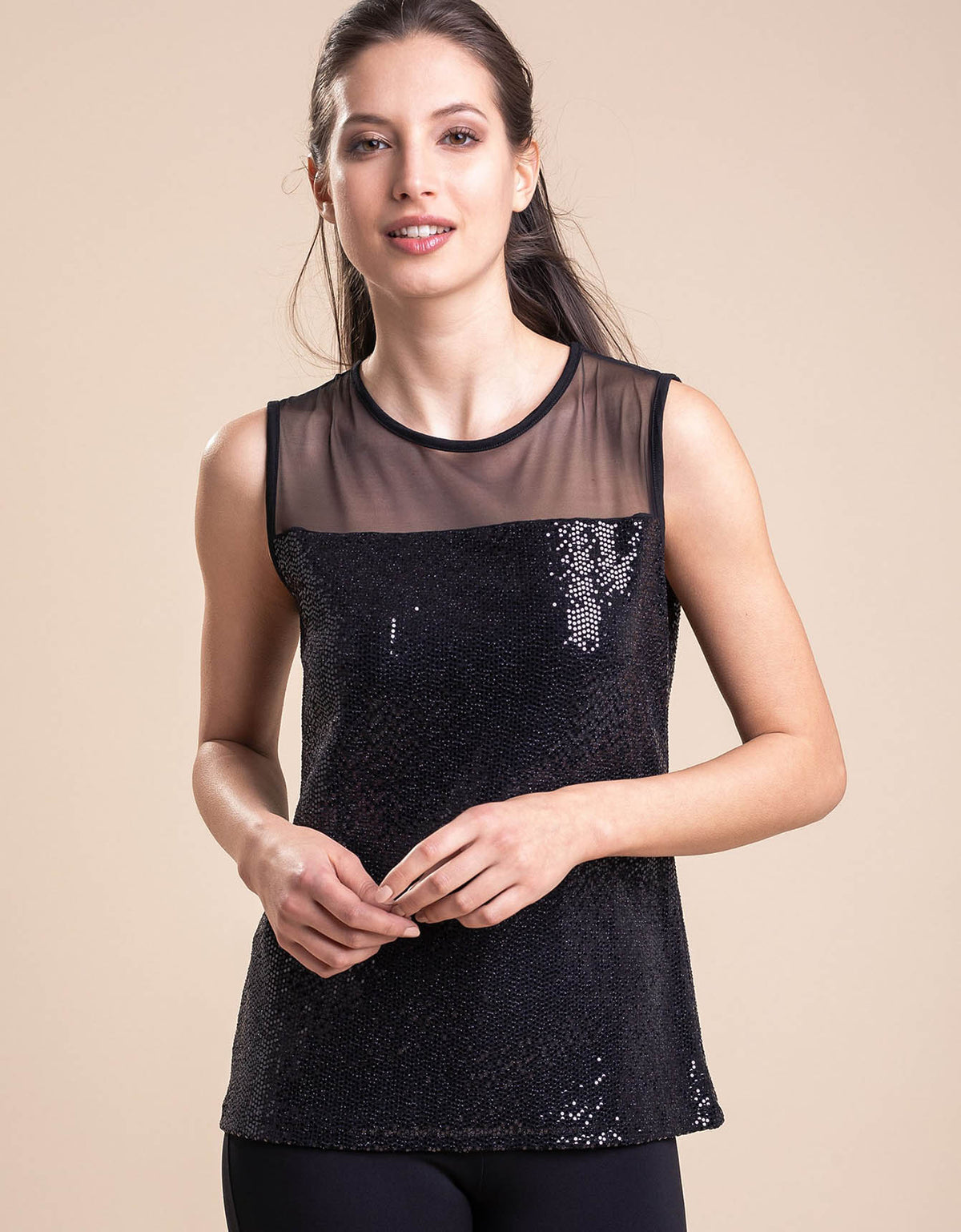 Canotta paillettes tulle