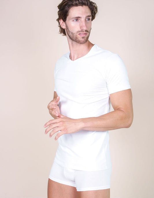 T-shirt uomo cotone elasticizzato v