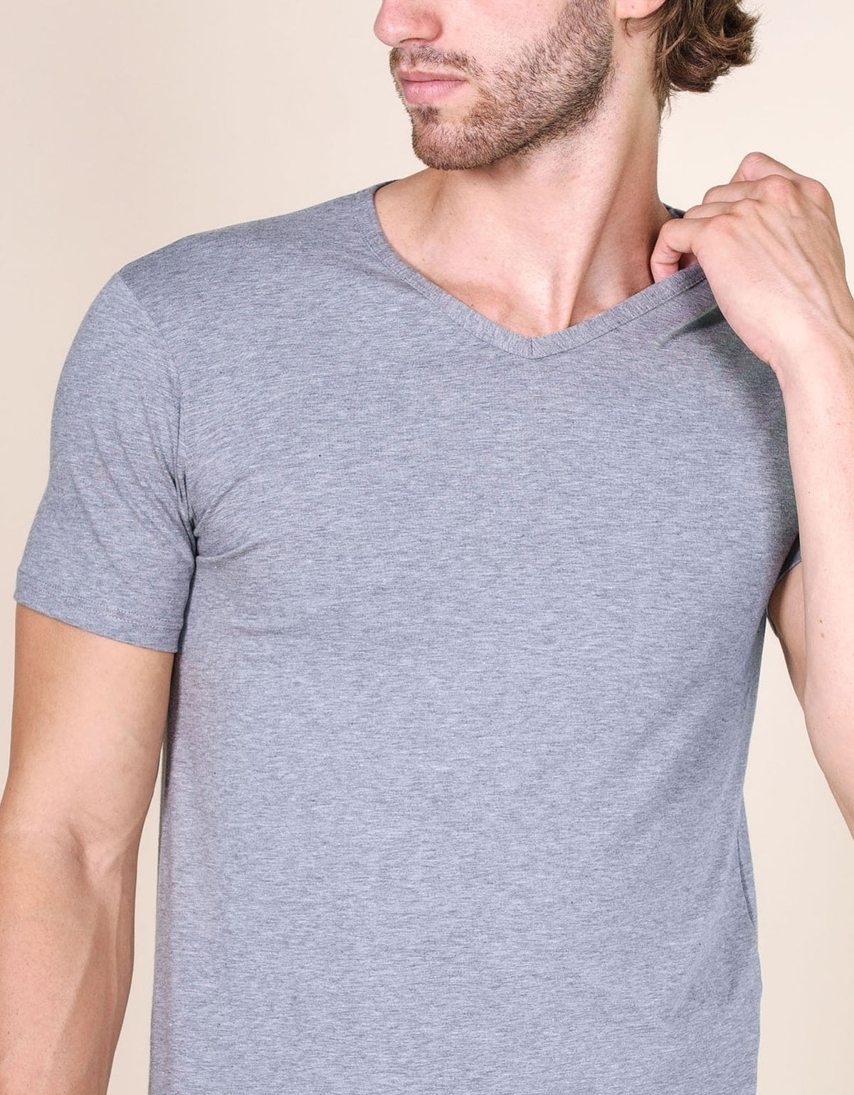 T-shirt uomo cotone elasticizzato v