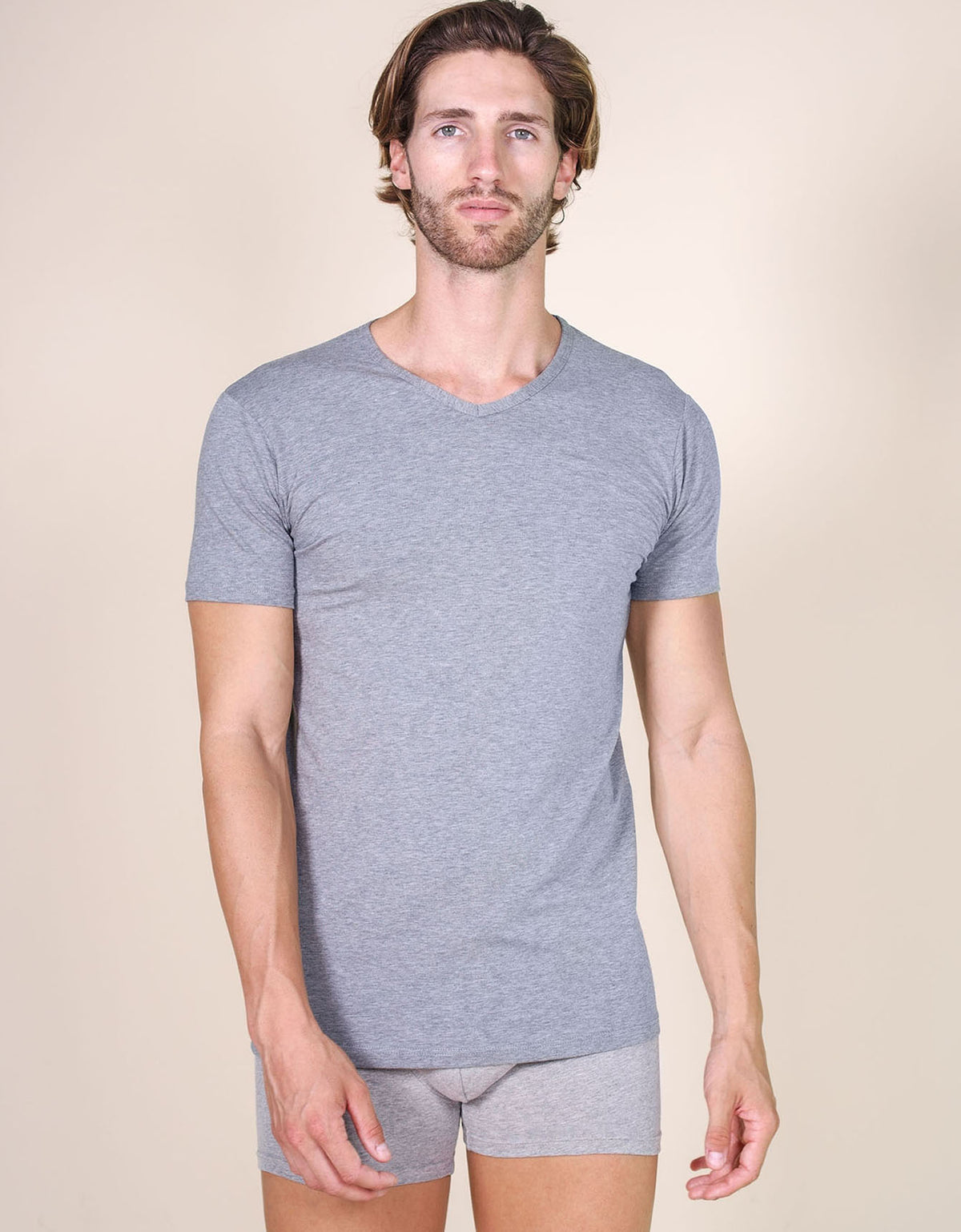 T-shirt uomo cotone elasticizzato v