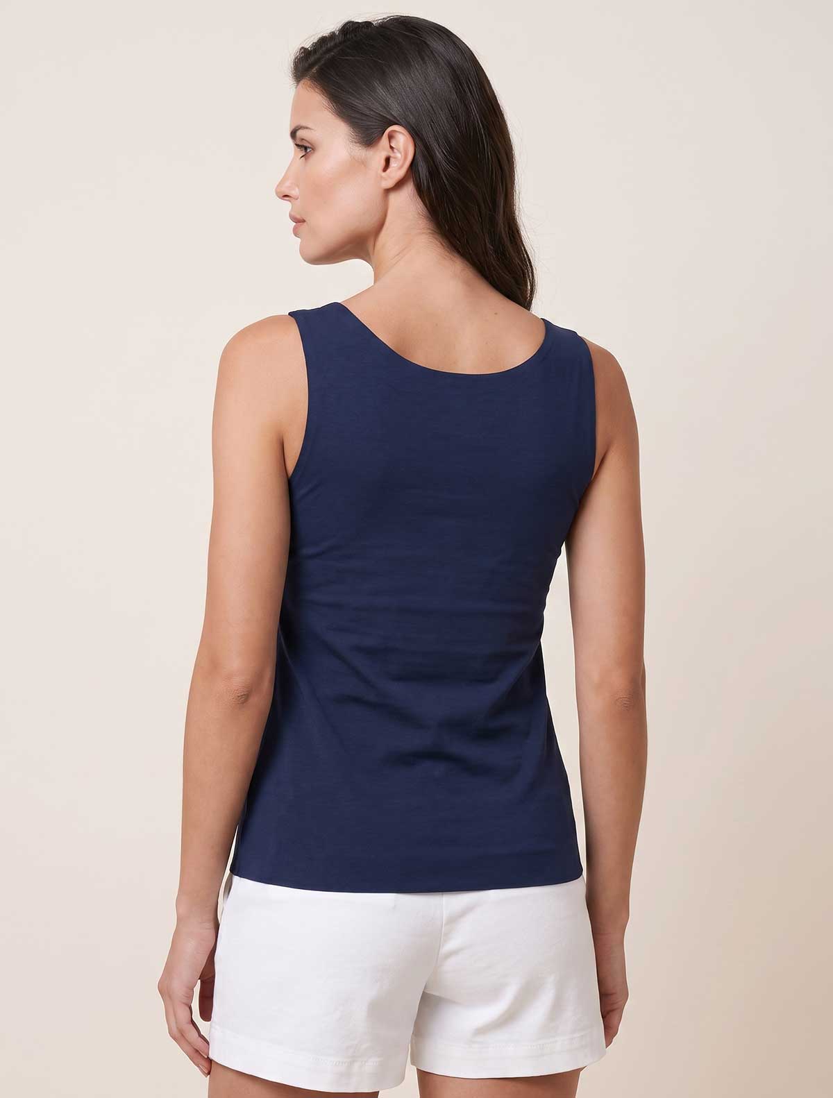 Raw cut cotton v-neck top * Blu