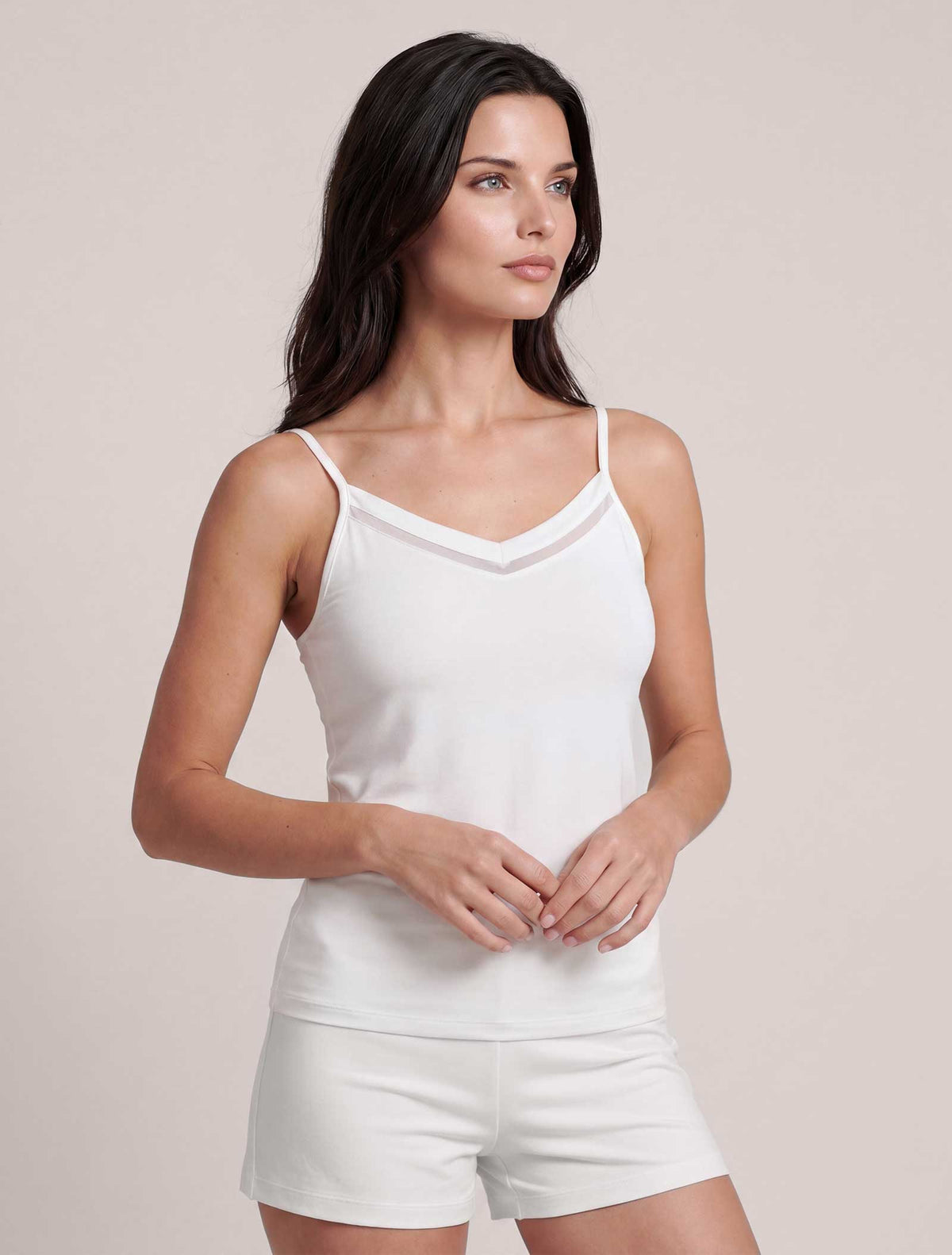 Top Diana en bambou et tulle * Bianco