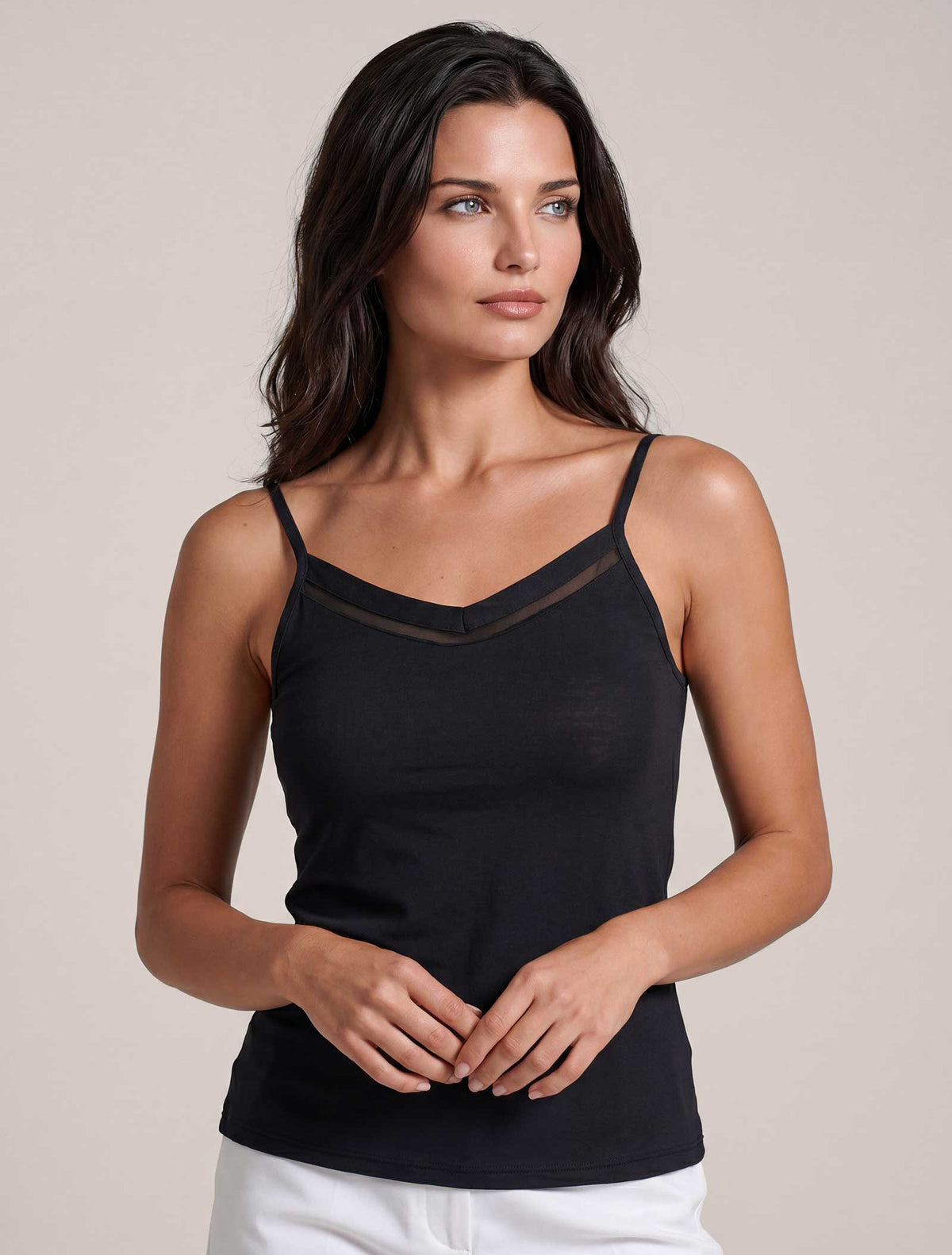 Top Diana en bambou et tulle * Nero