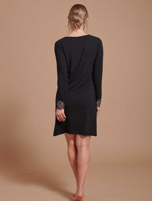 Camicia notte modal pizzo lurex