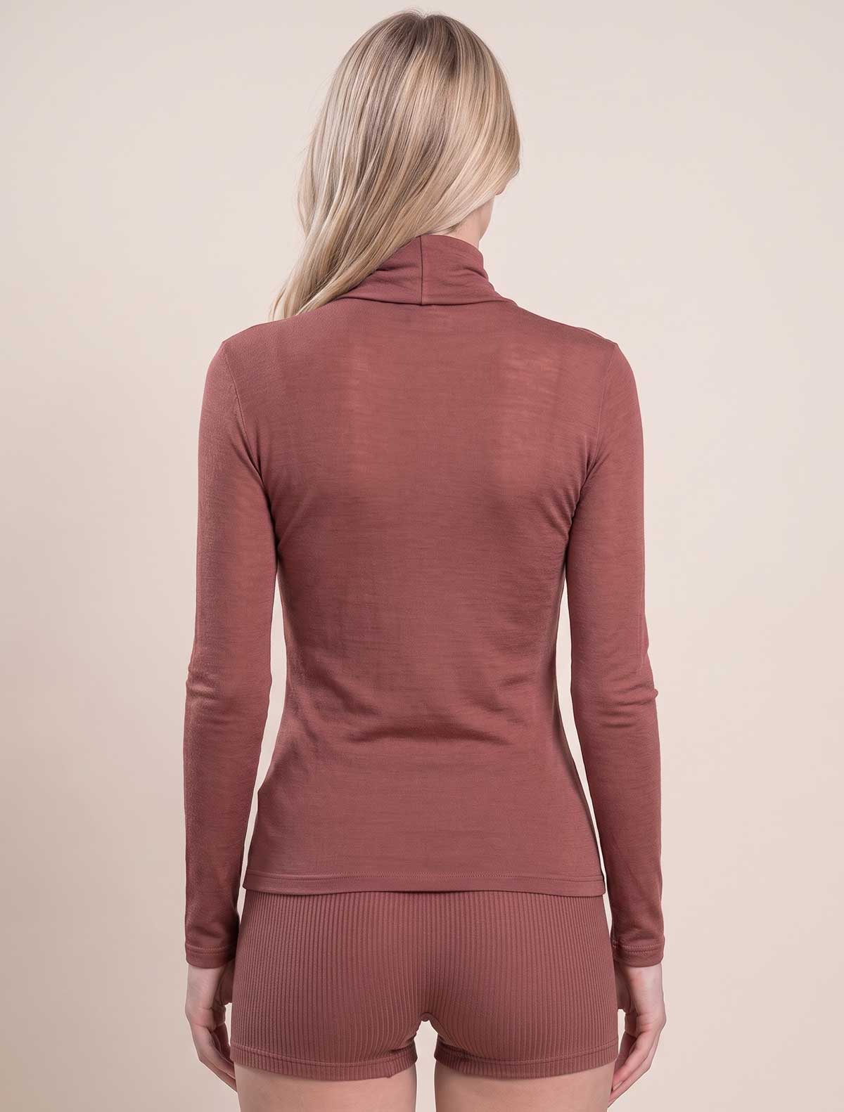 Cashmere modal Agata mock neck sweater * Marsala