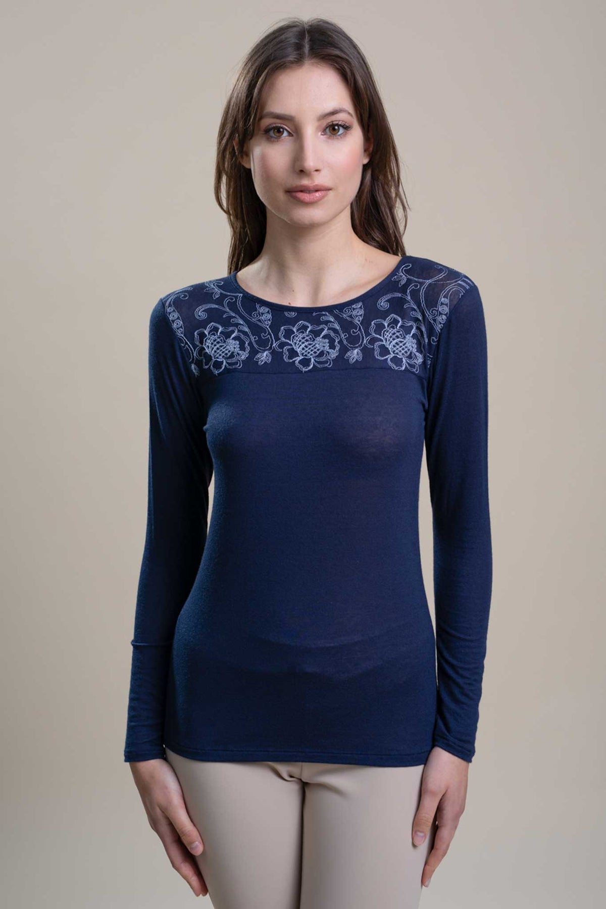 Maglia cashmere modal ricamo
