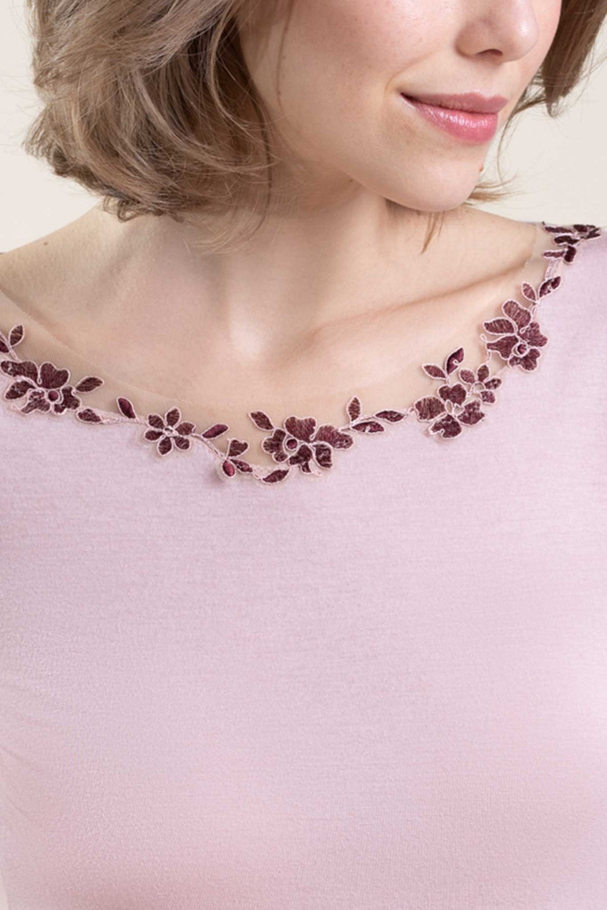 Canotta Agata cashmere modal tulle ricamato