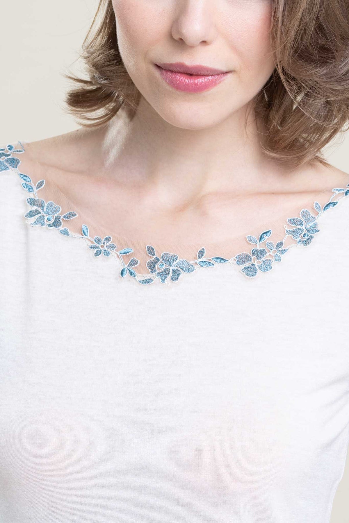 Maglia Agata modal cashmere tulle ricamato