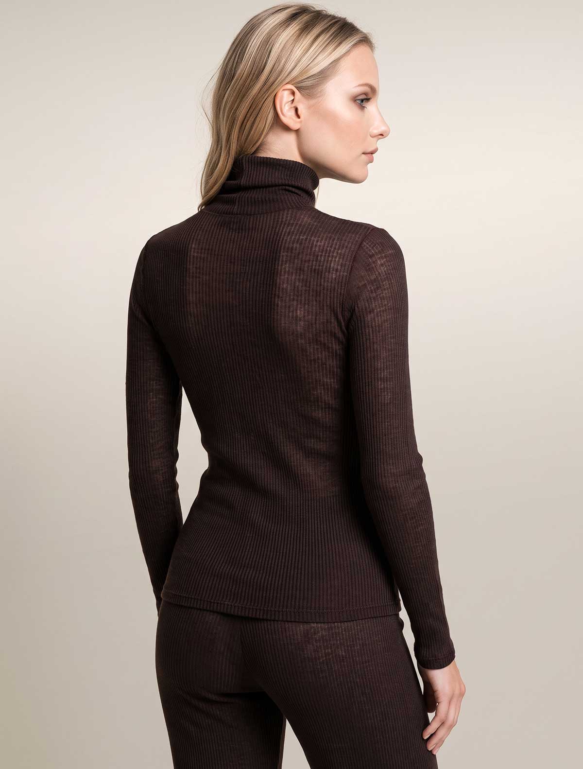 Dolcevita cashmere modal costina * Marrone