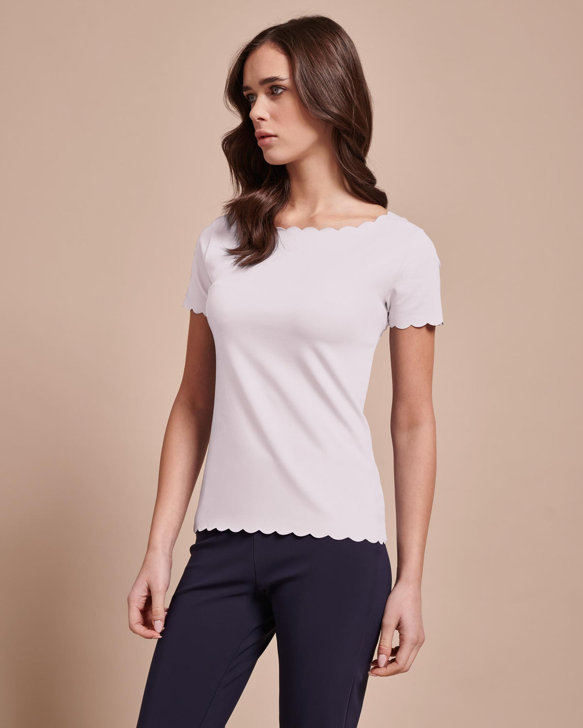T-shirt onde cotone taglio vivo bianco