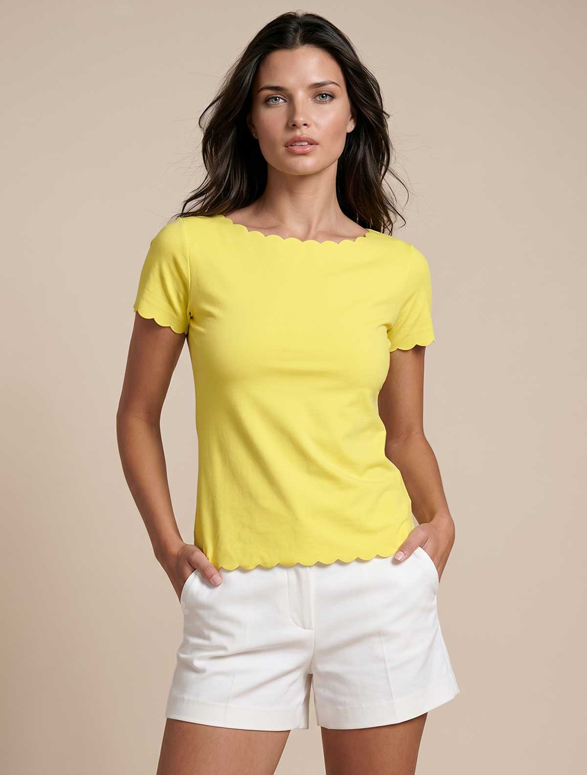 T-shirt festonné coton coupe brute * Lime