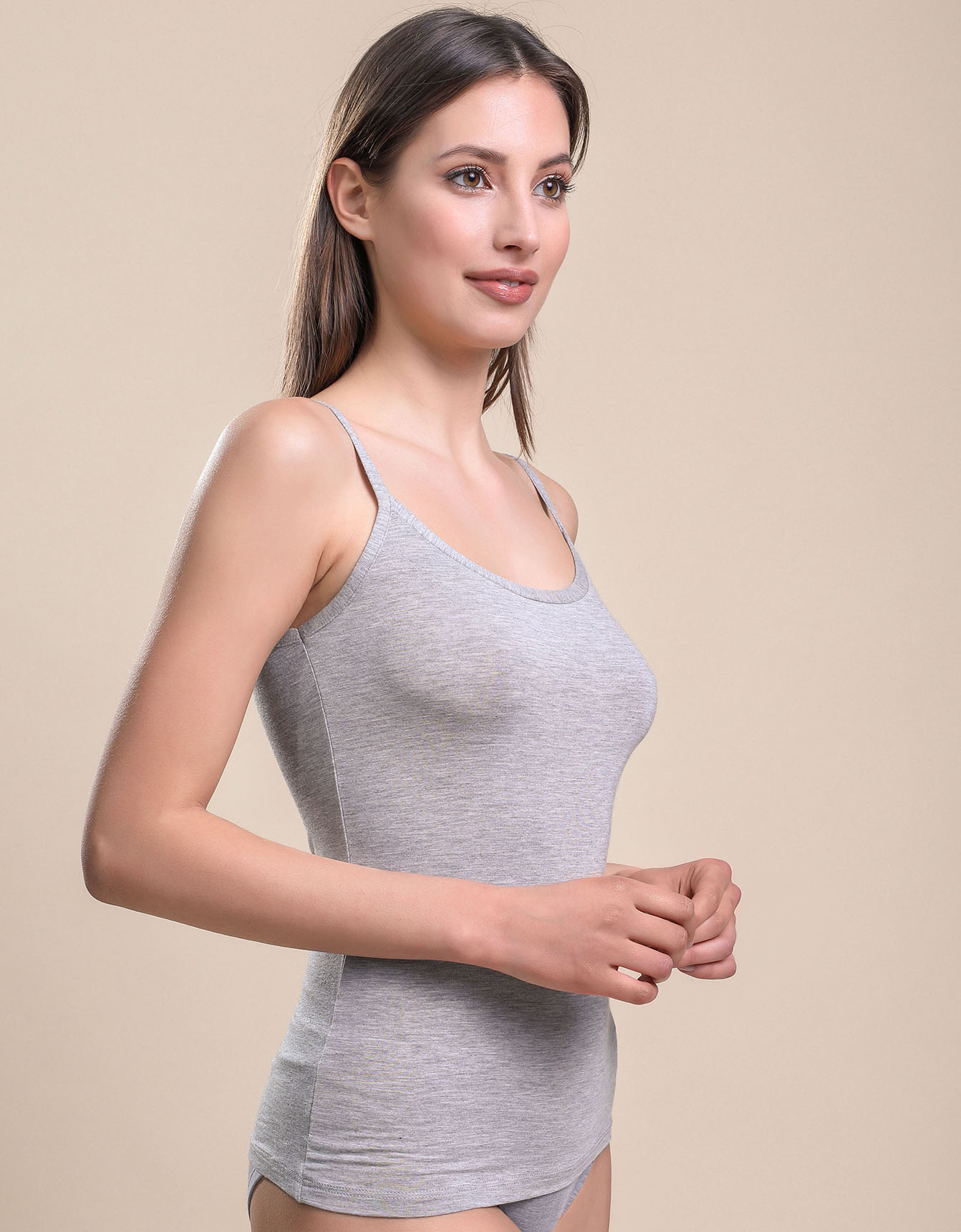 Casta Ribbed Modal Lace-Trim Tank Top in Grey
