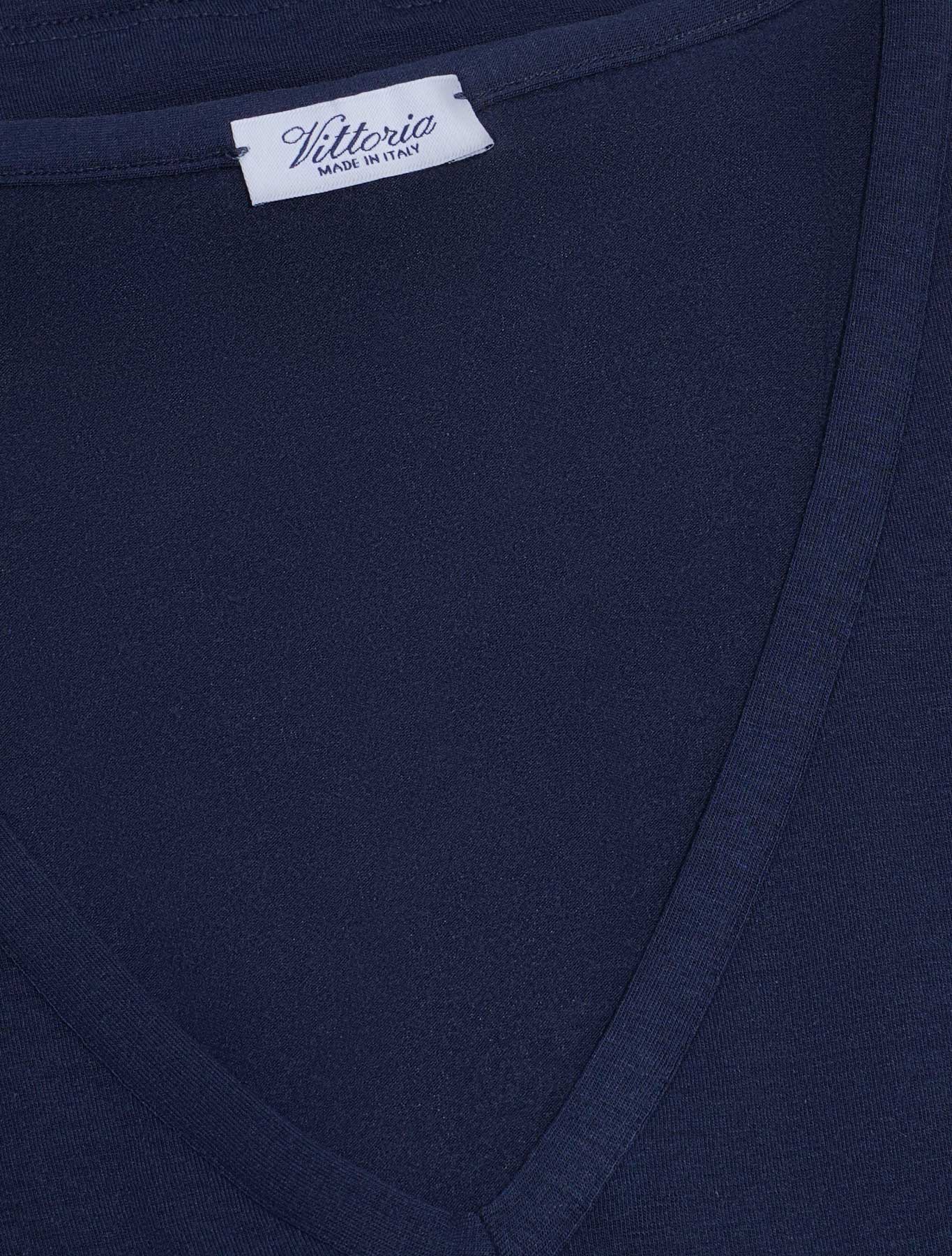 Maglia Manica Lunga Collo a V in Modal Lana Colore Blu