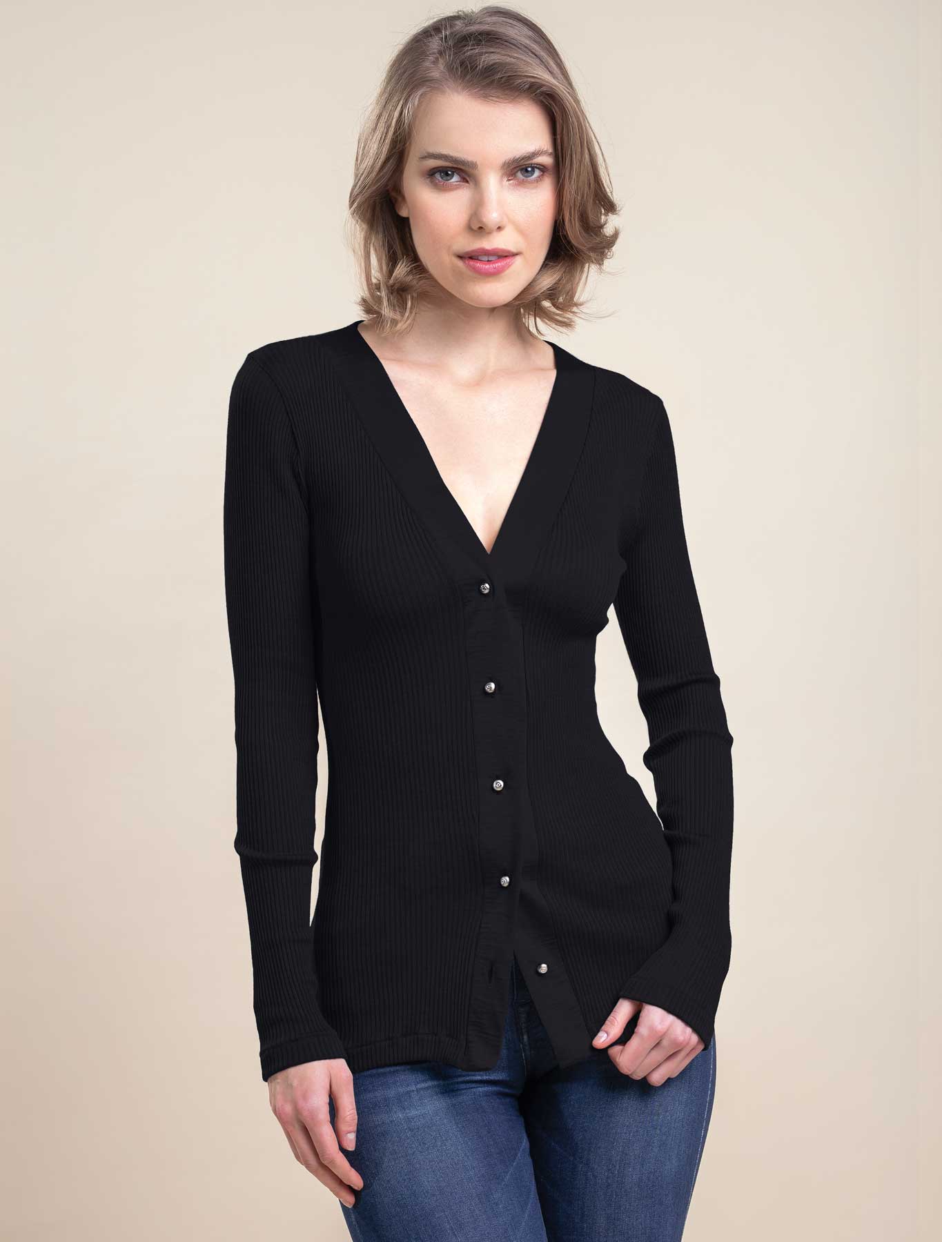 Cardigan Donna in Lana Seta Plissè